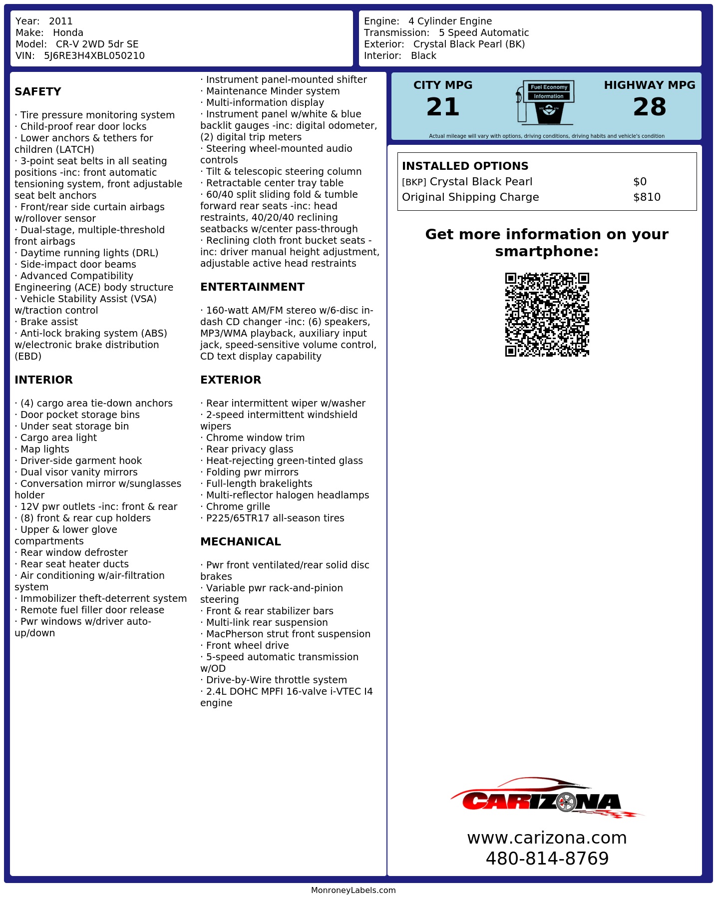 Monroney Label