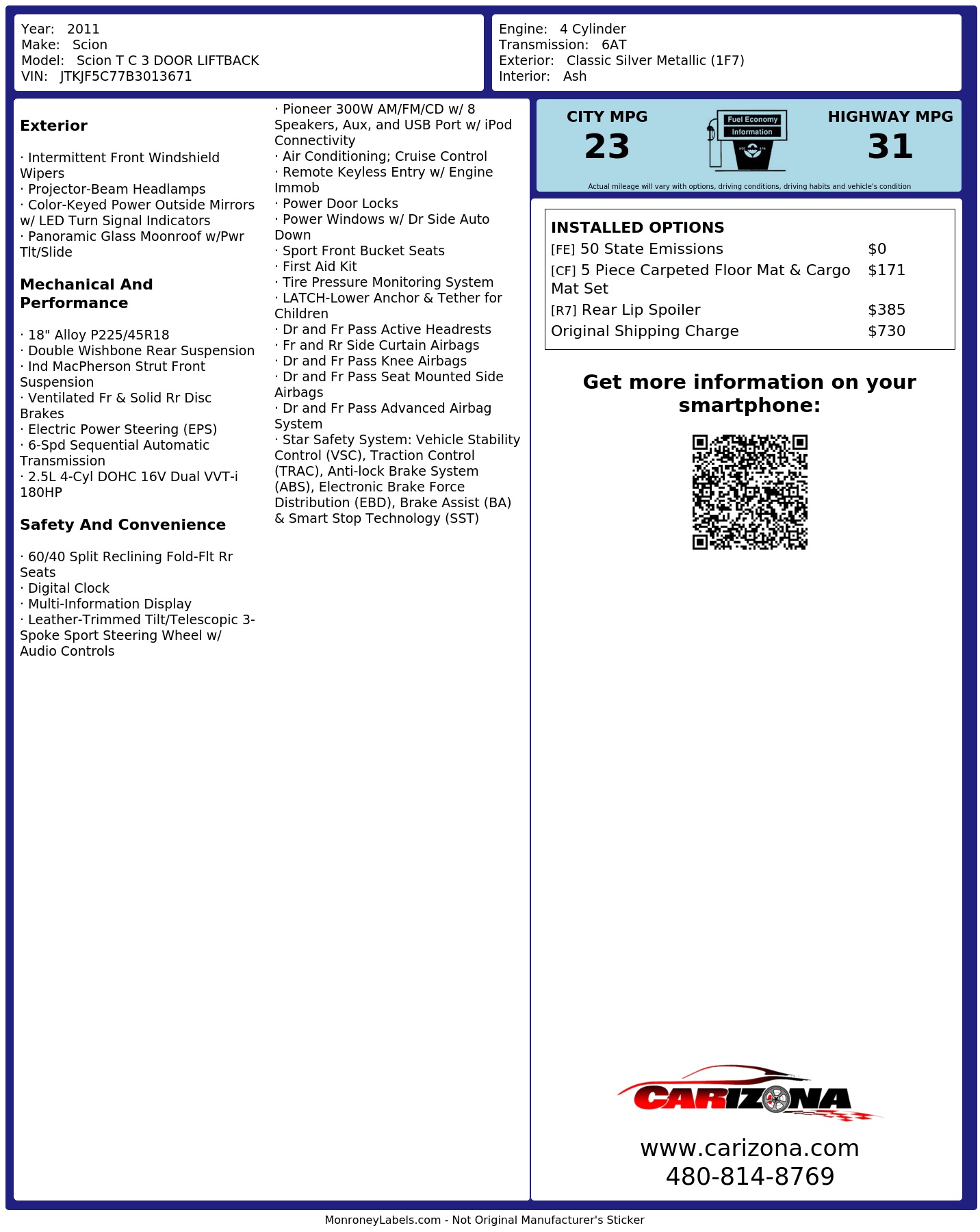 Monroney Label