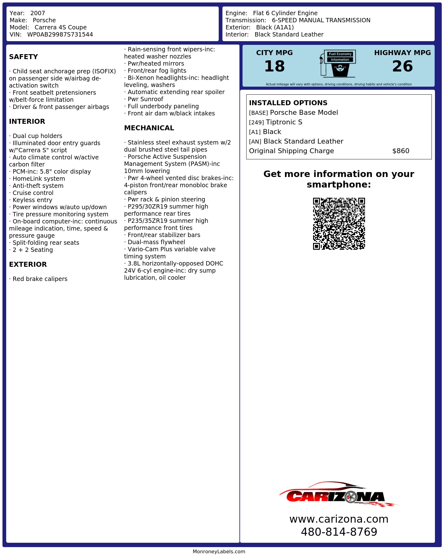 Monroney Label