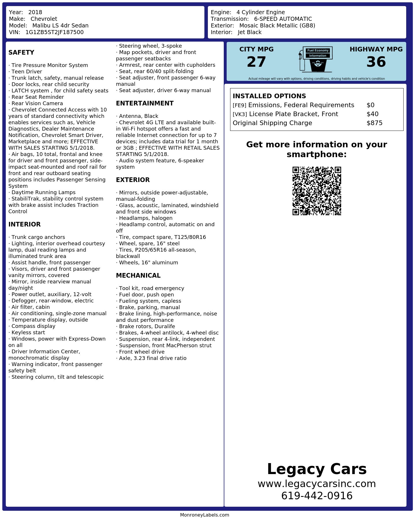 Monroney Label