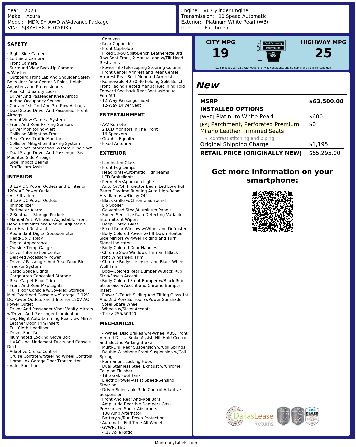 Monroney Label