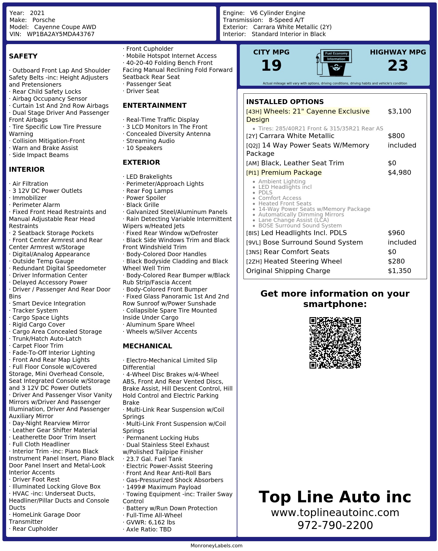 Monroney Label