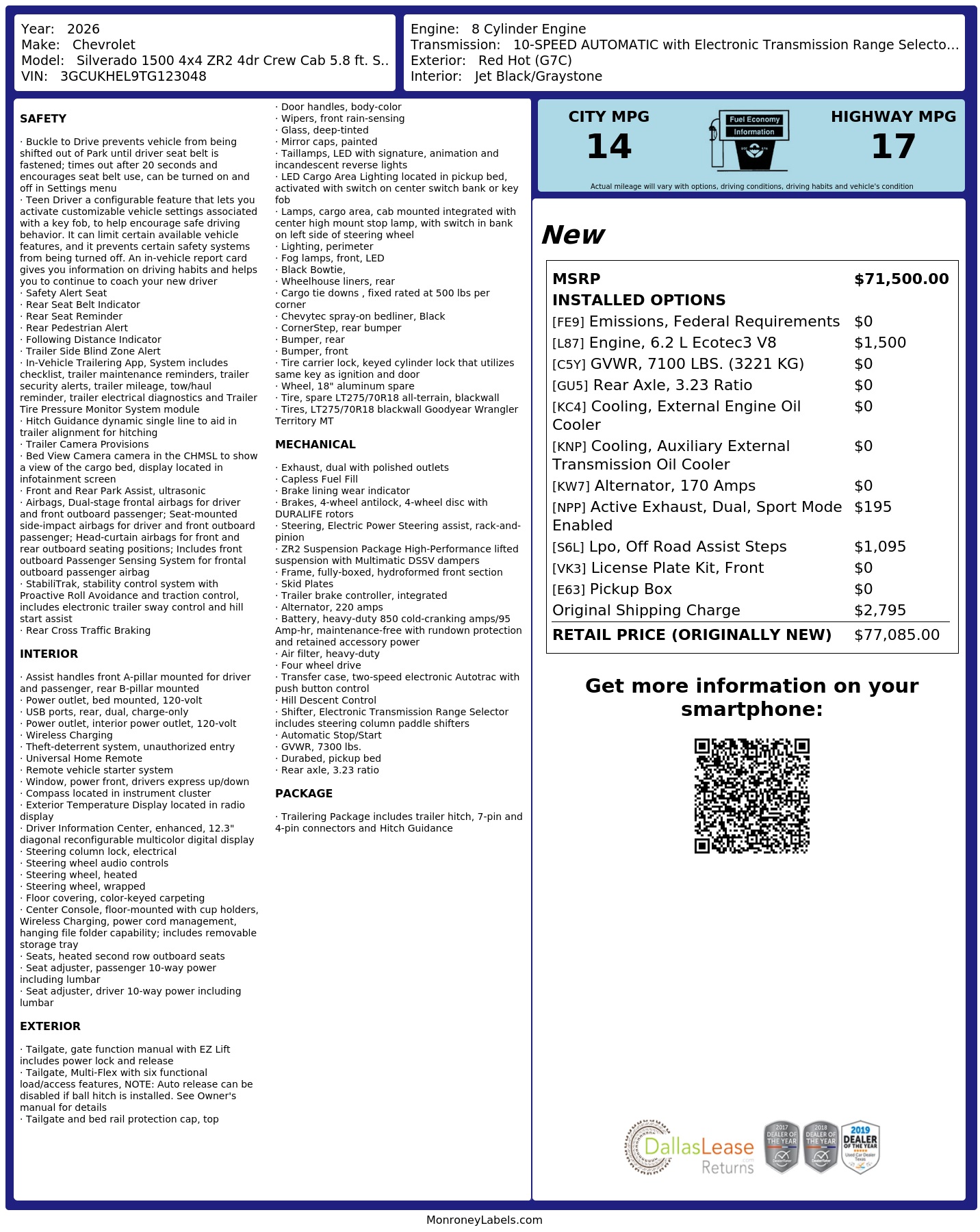 Monroney Label