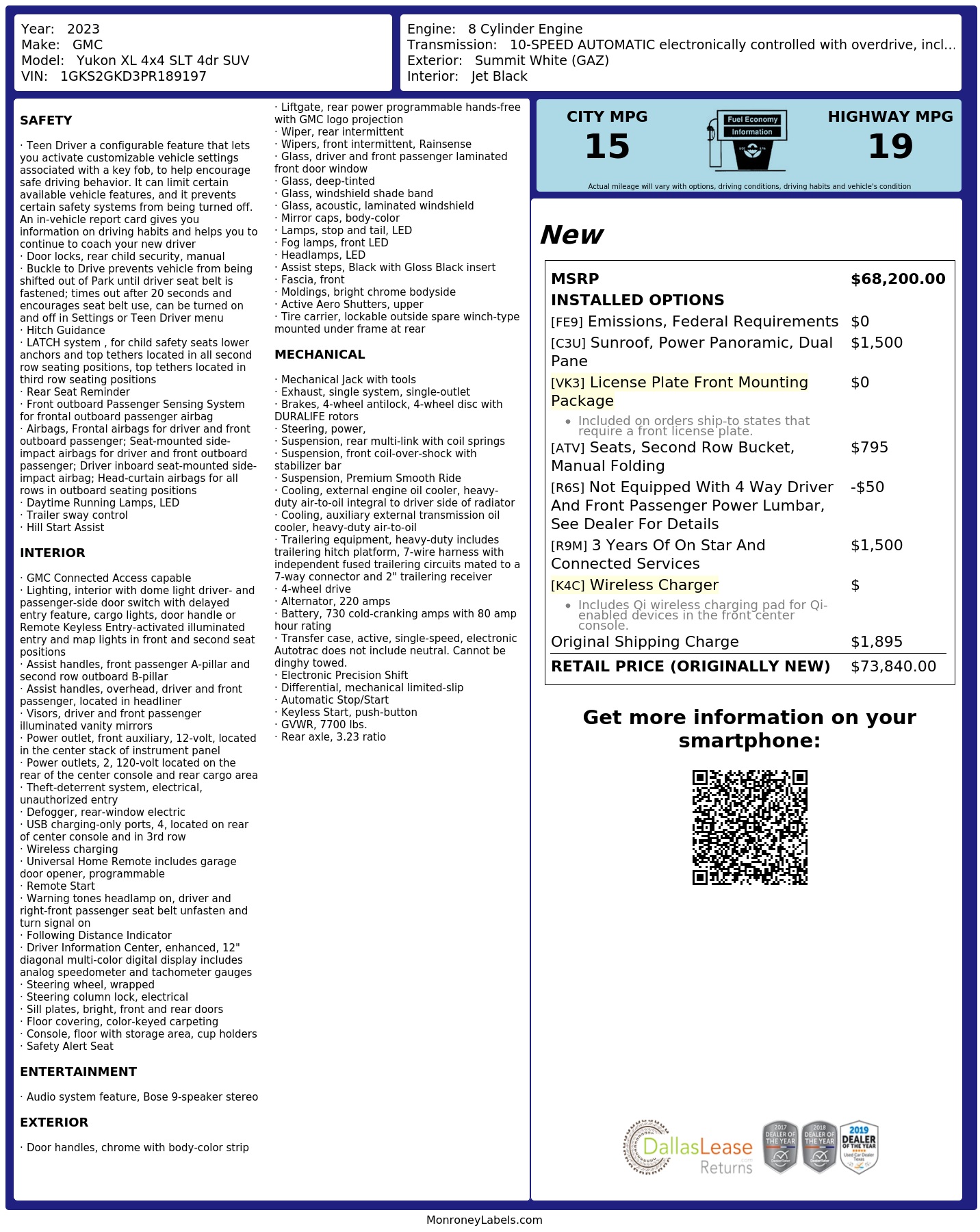 Monroney Label