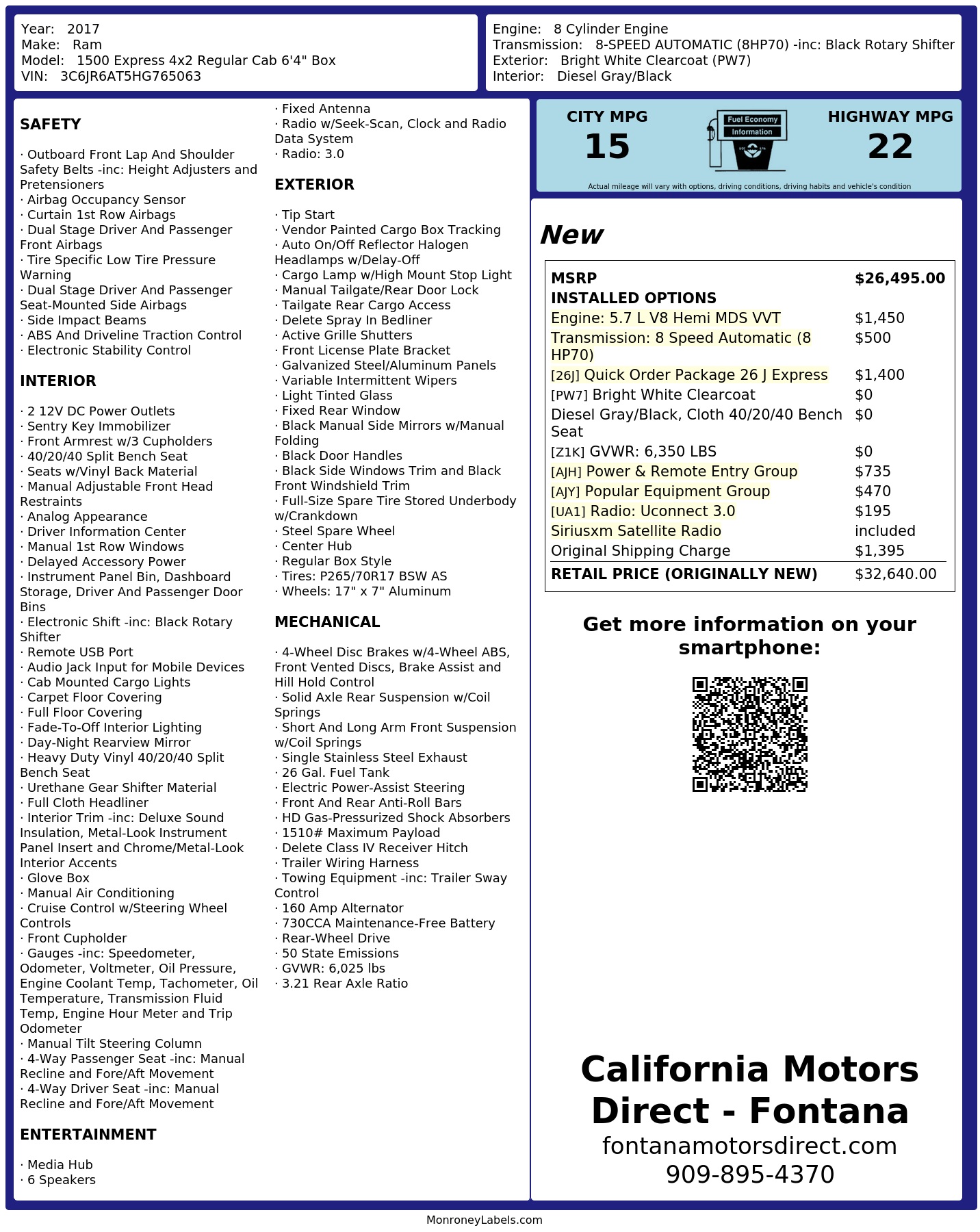 Monroney Label
