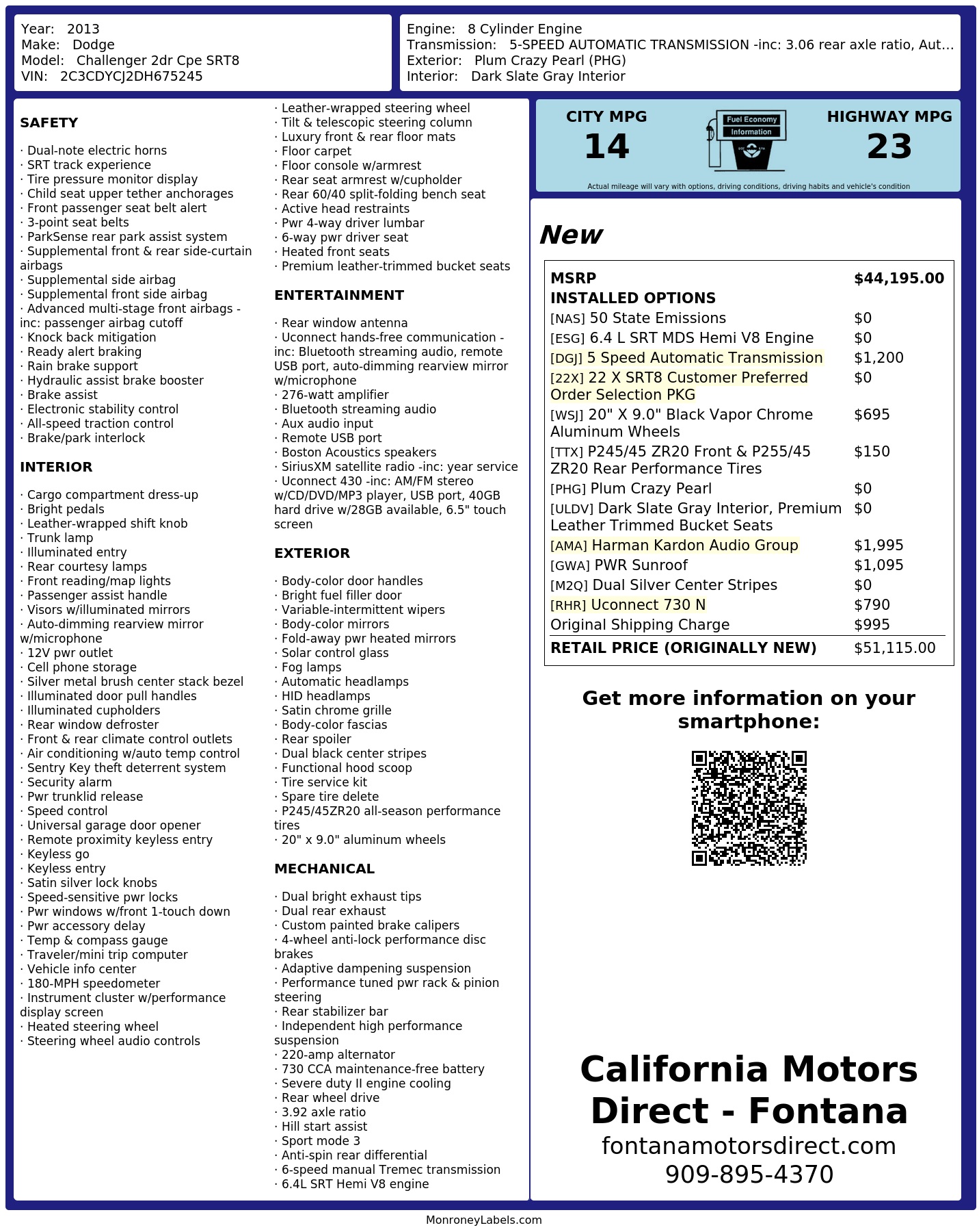 Monroney Label