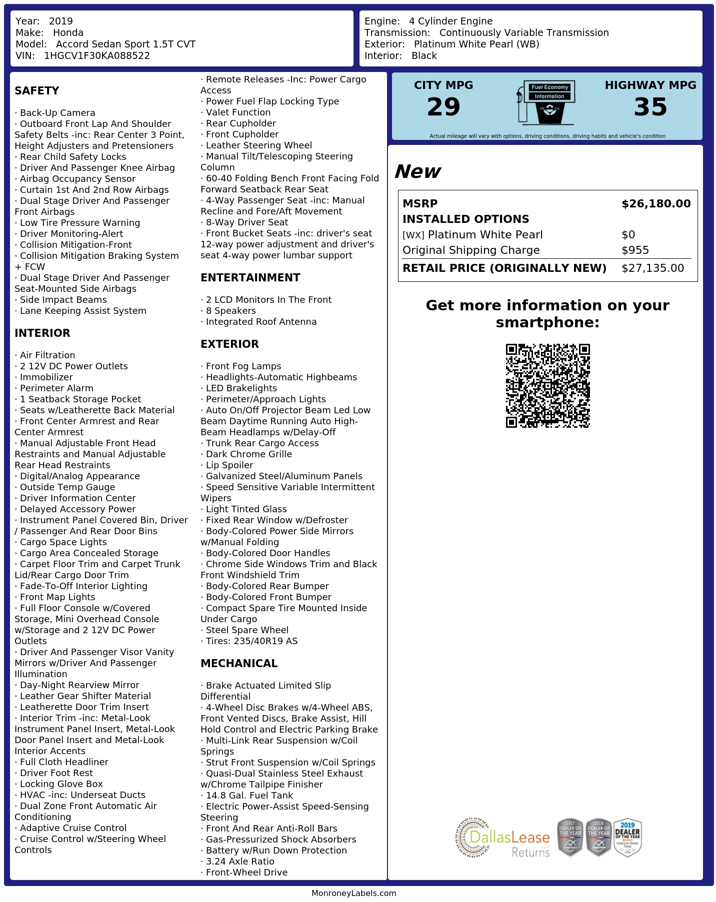 Monroney Label