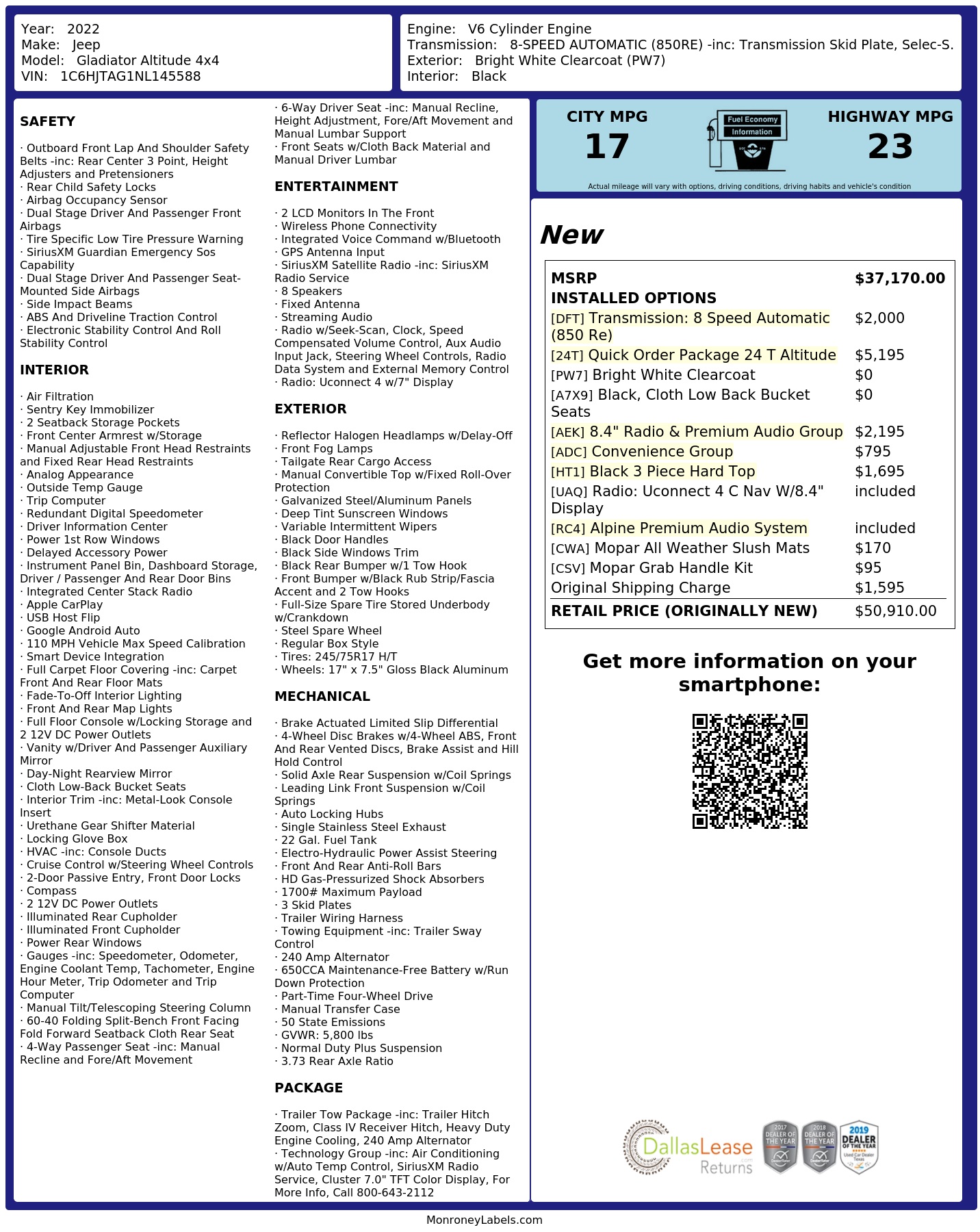 Monroney Label