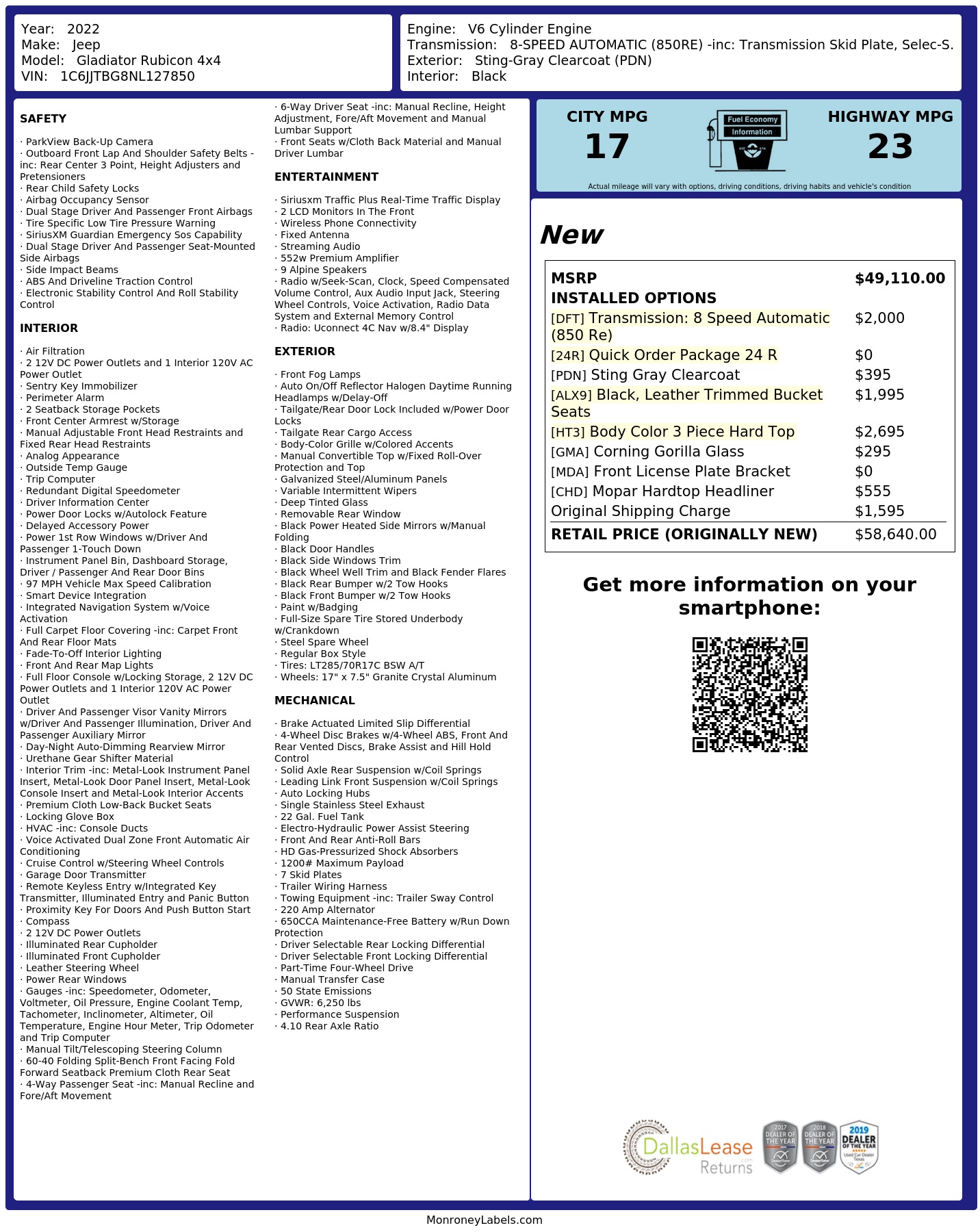 Monroney Label