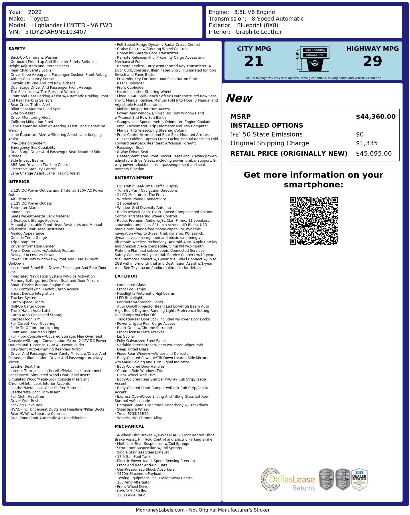 Monroney Label