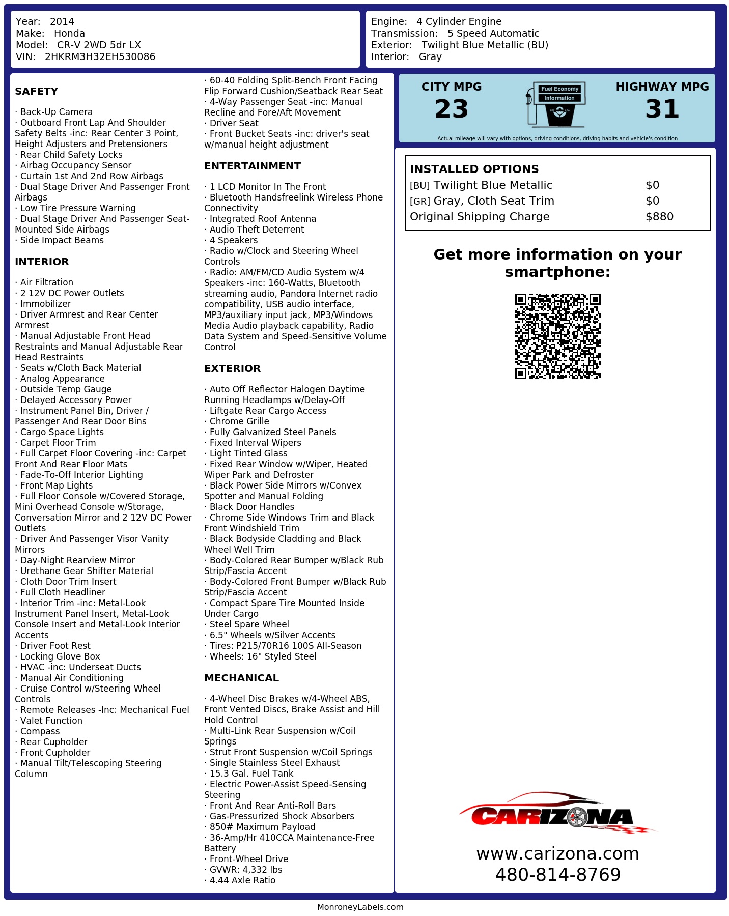 Monroney Label