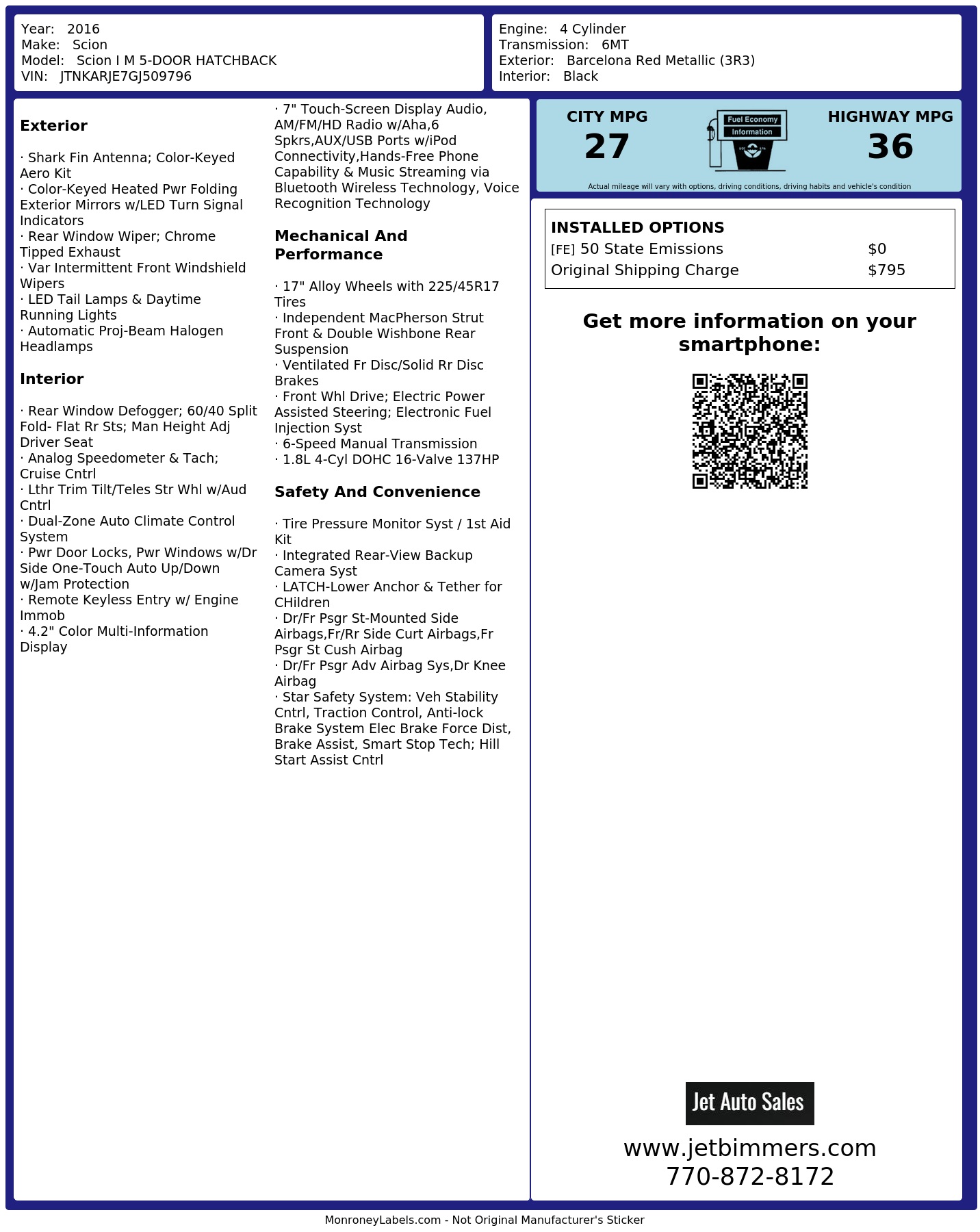 Monroney Label