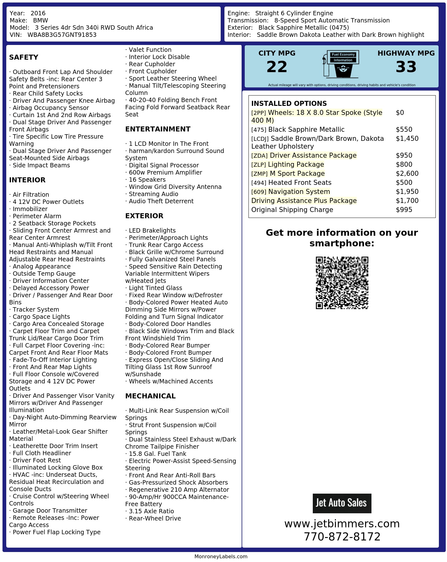 Monroney Label