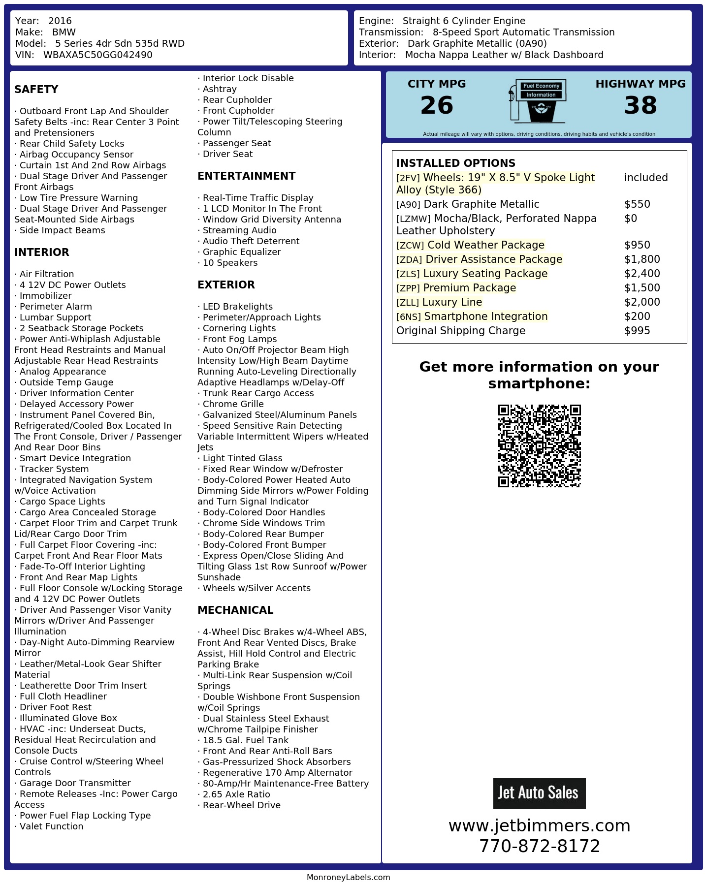Monroney Label
