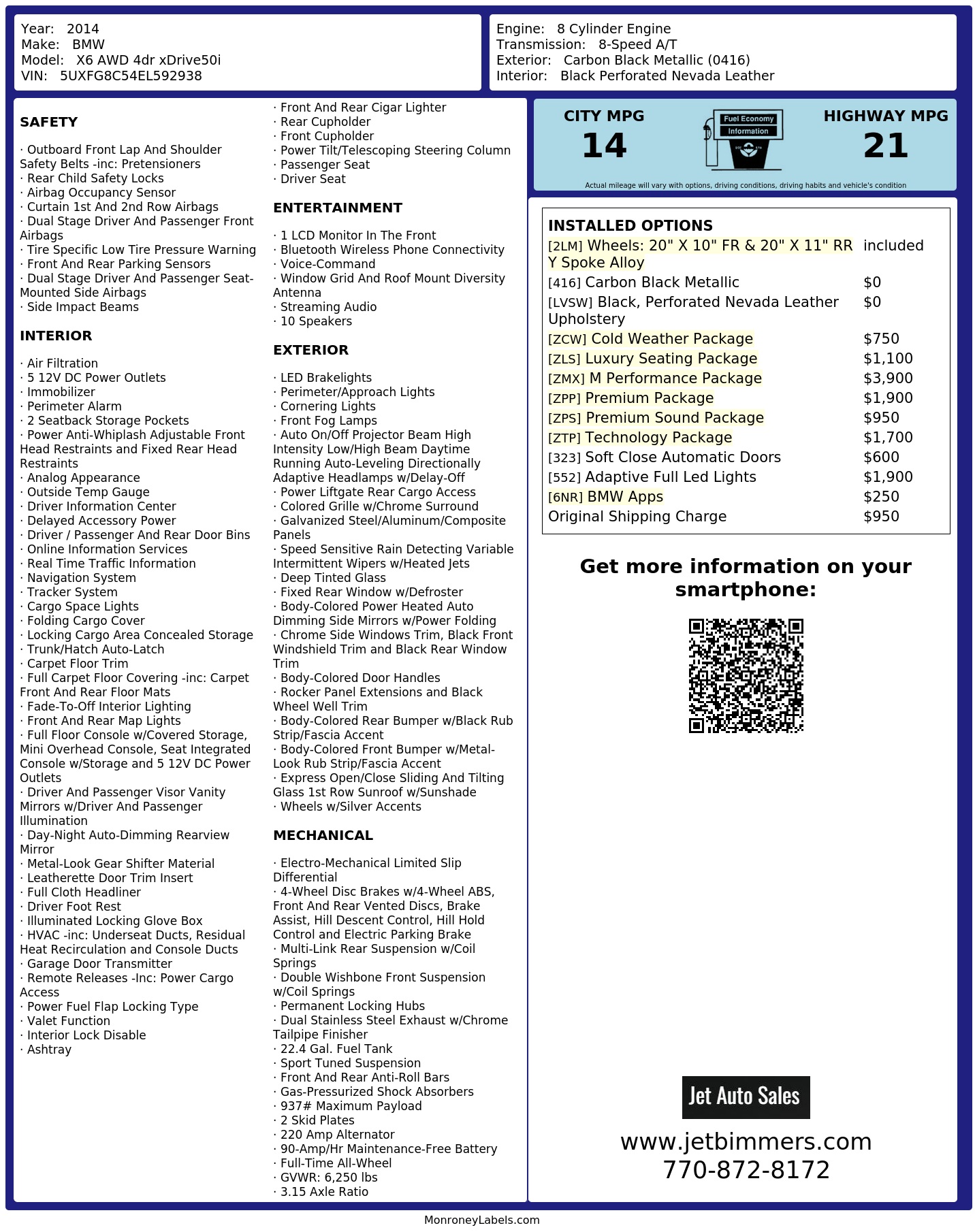 Monroney Label