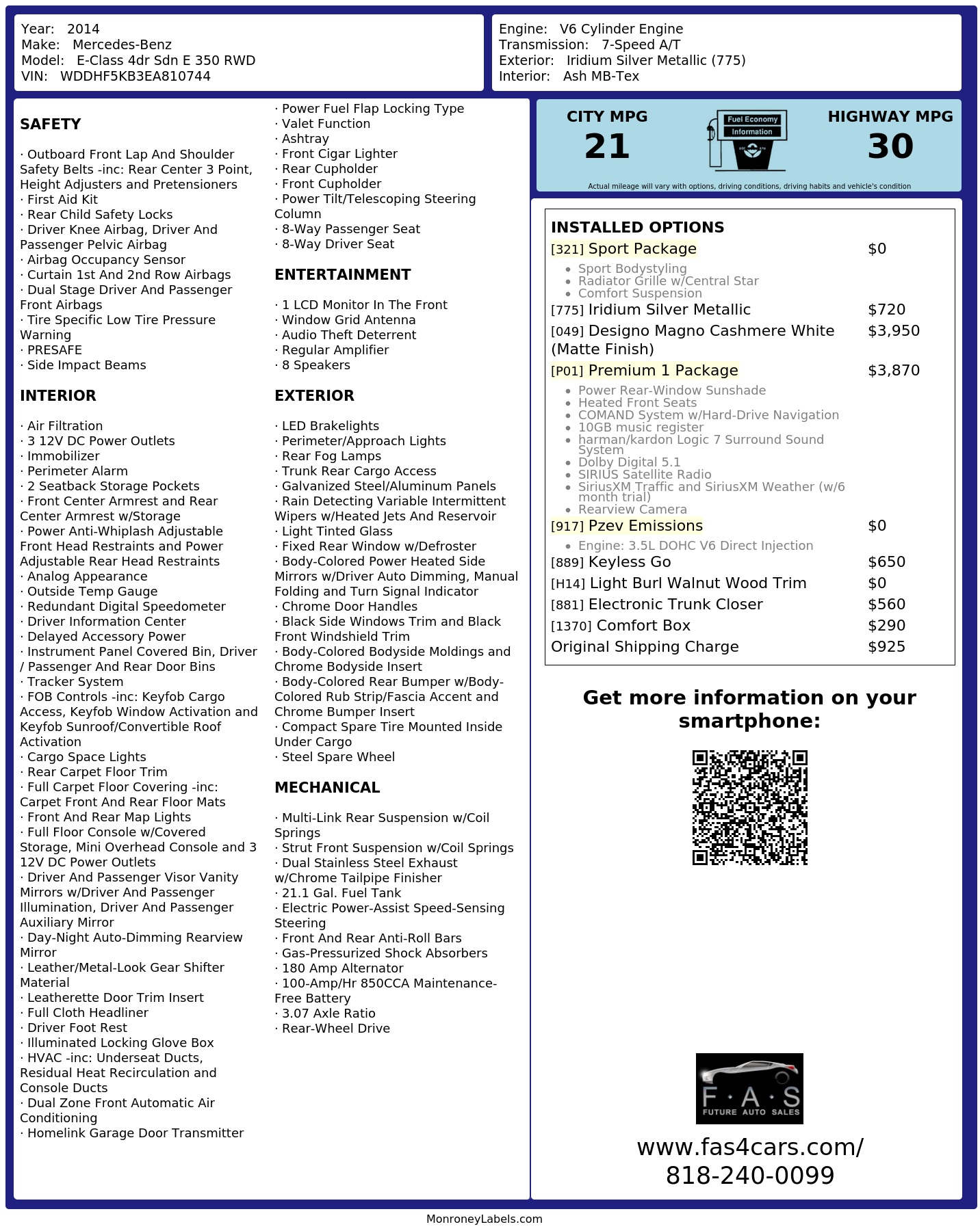 Monroney Label