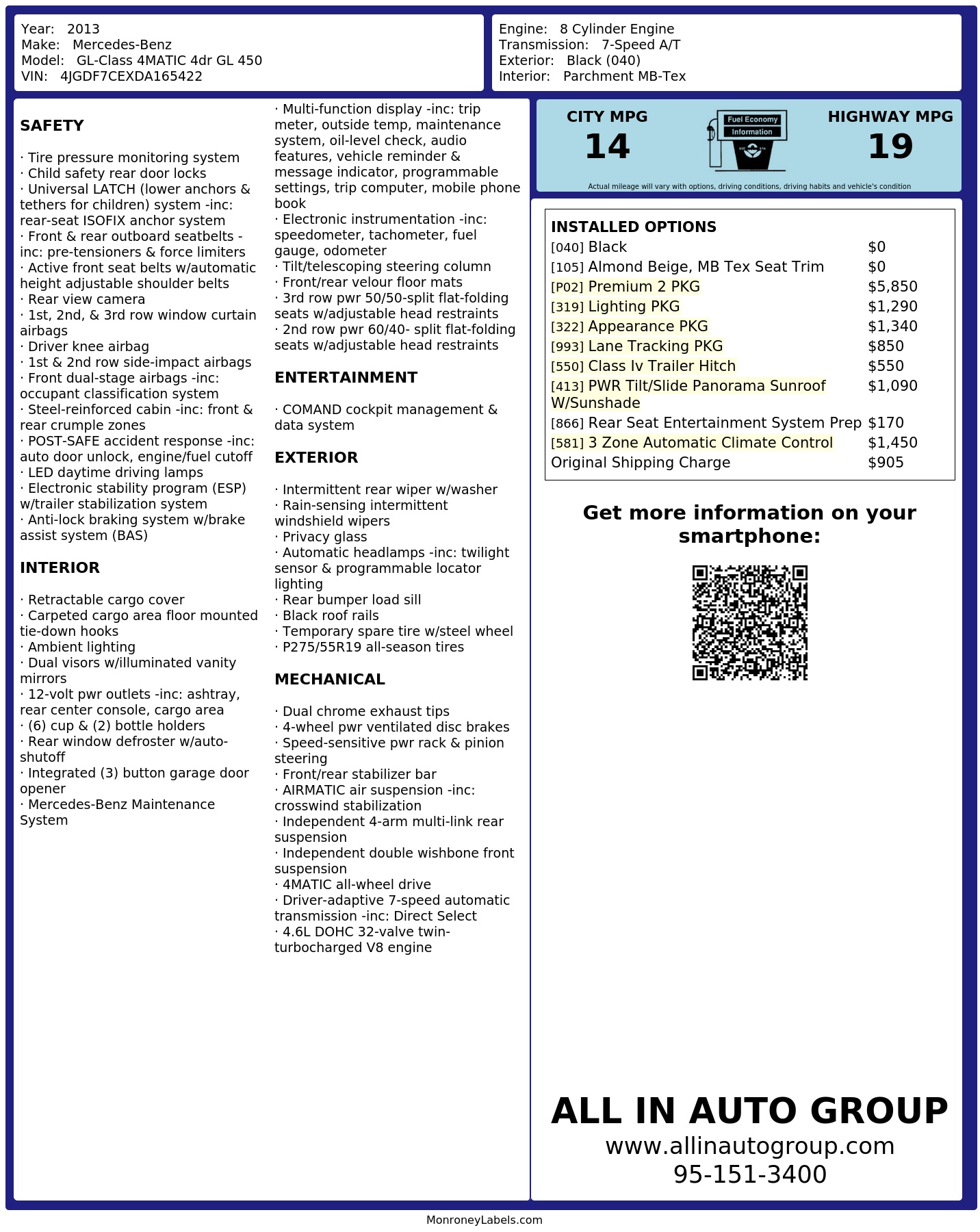 Monroney Label