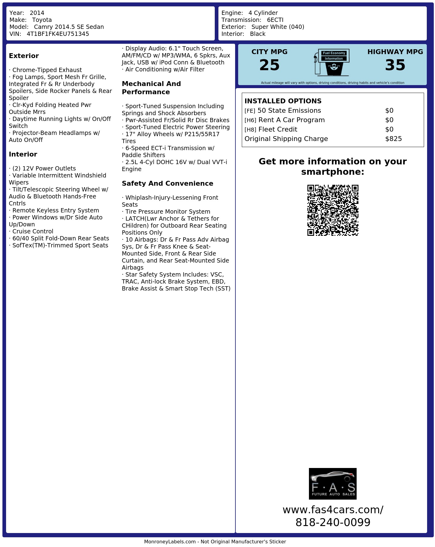 Monroney Label
