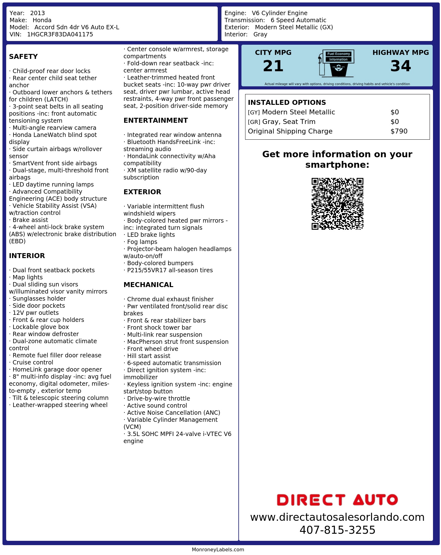 Monroney Label