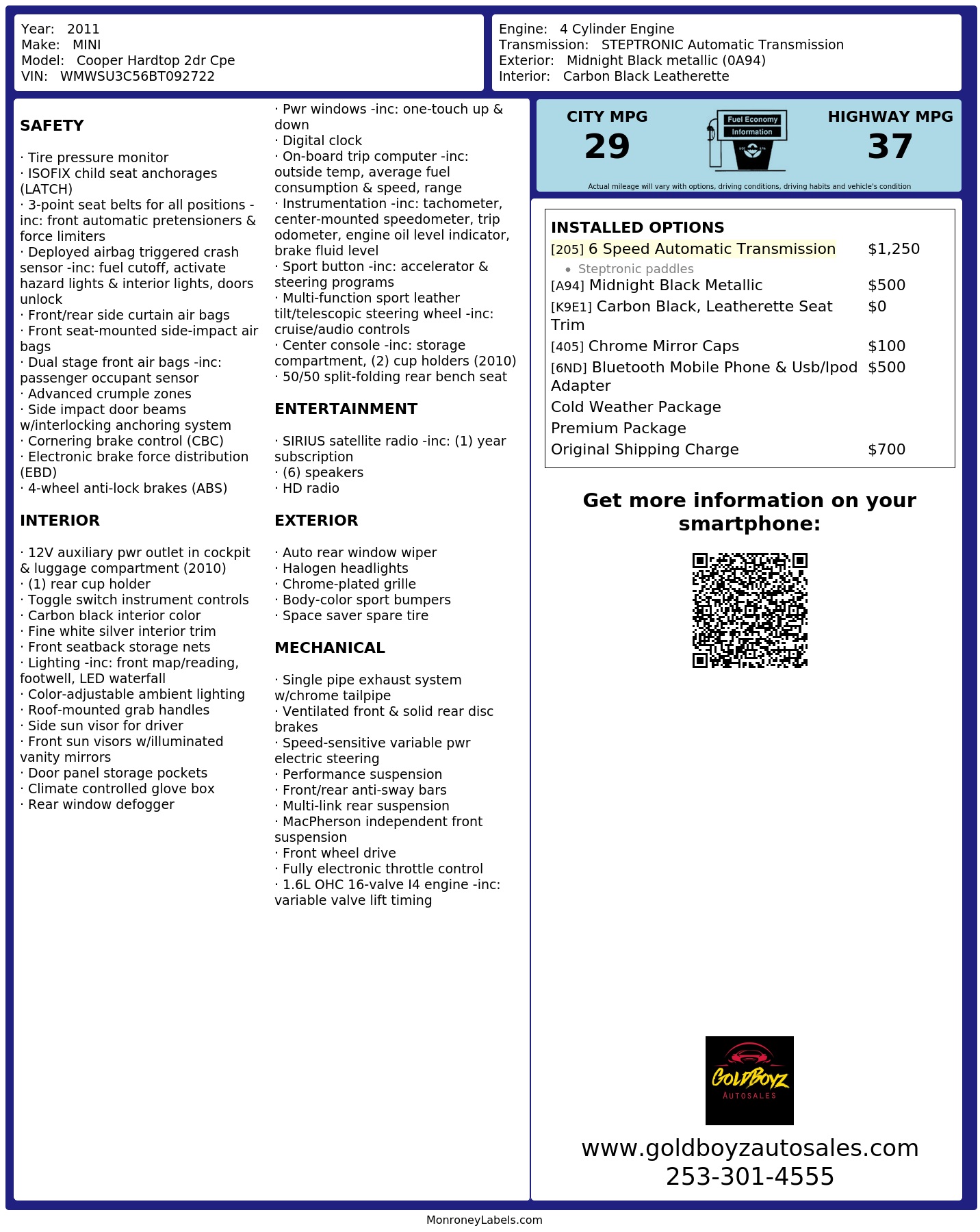 Monroney Label