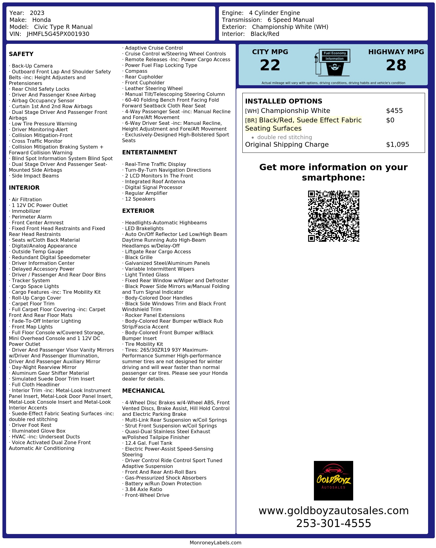 Monroney Label