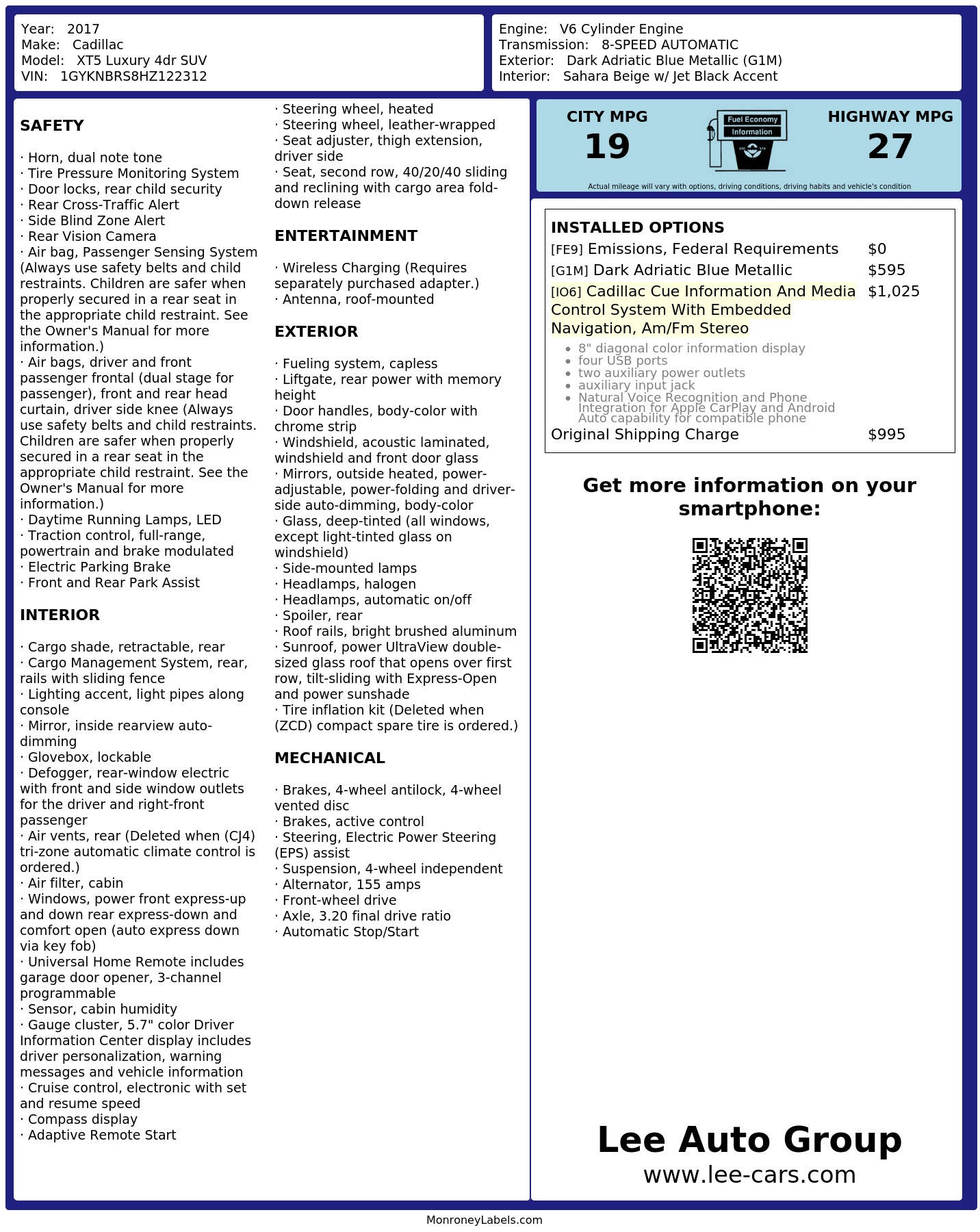 Monroney Label