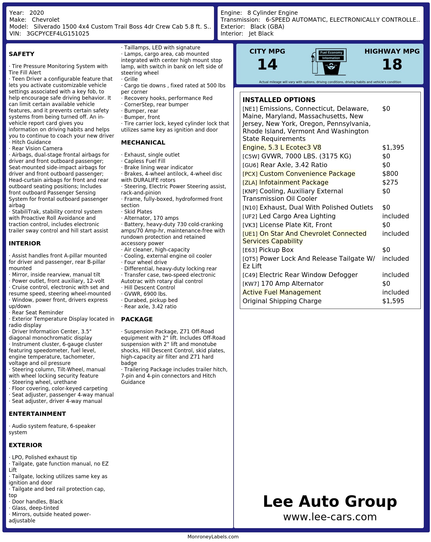 Monroney Label