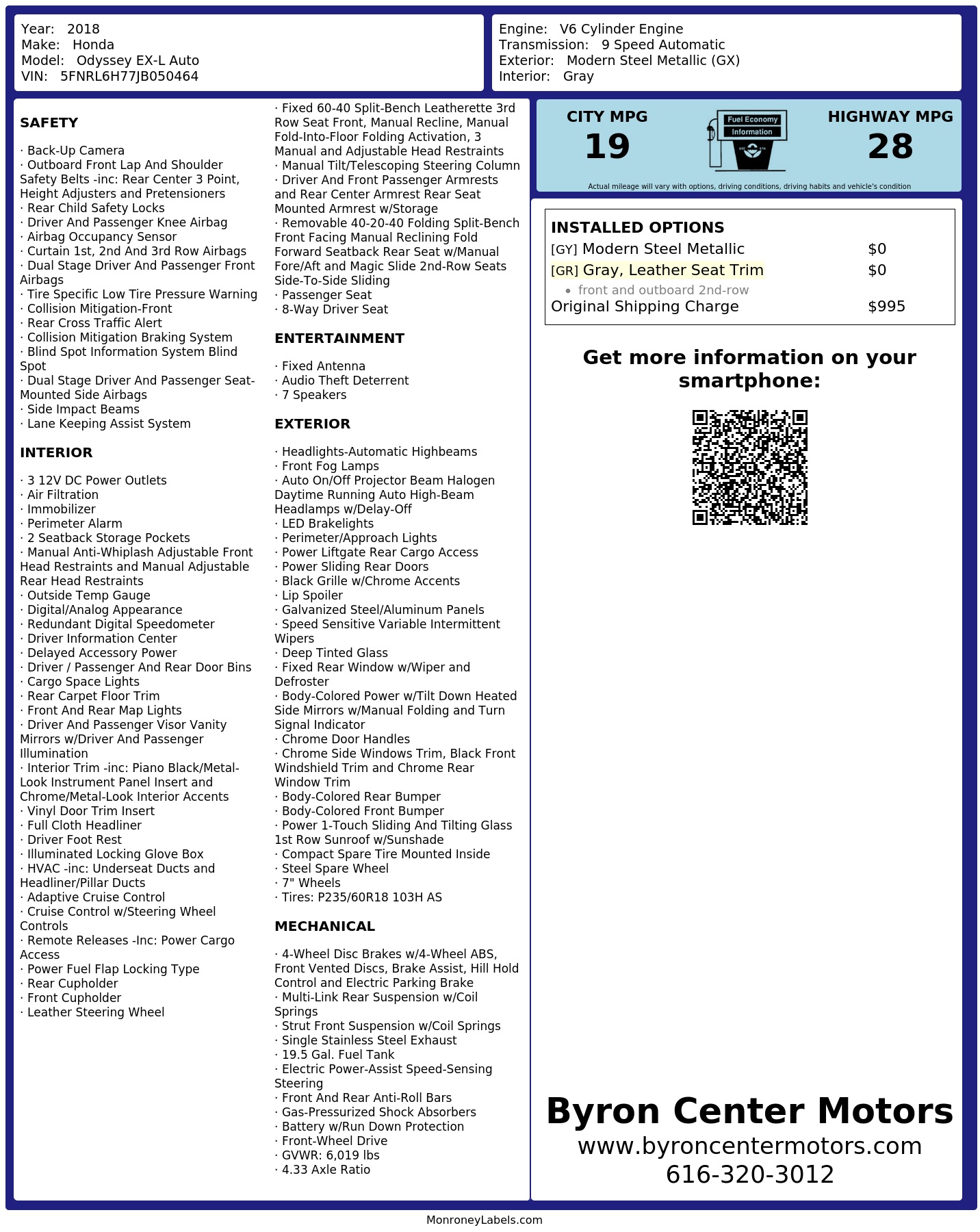 Monroney Label