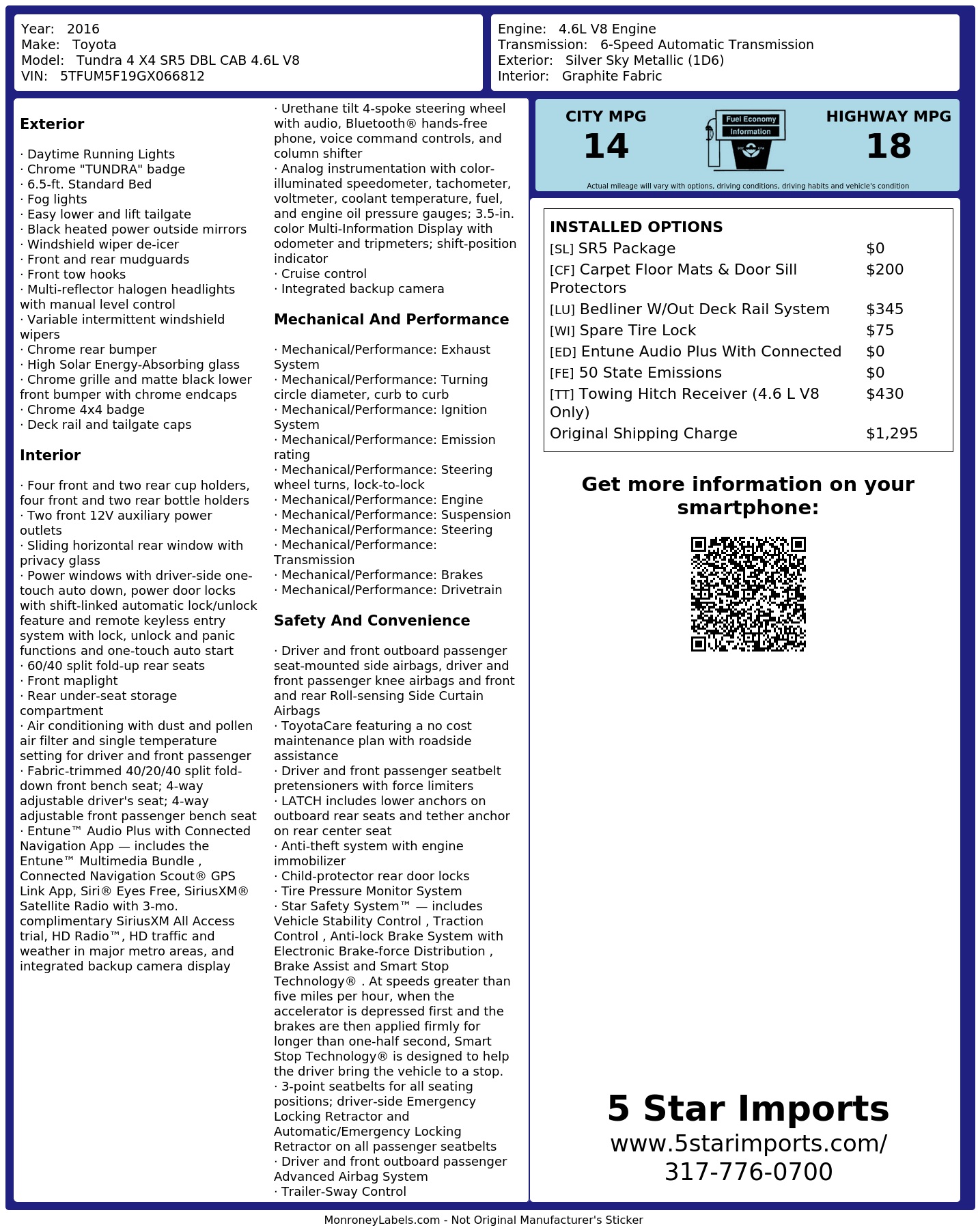 Monroney Label