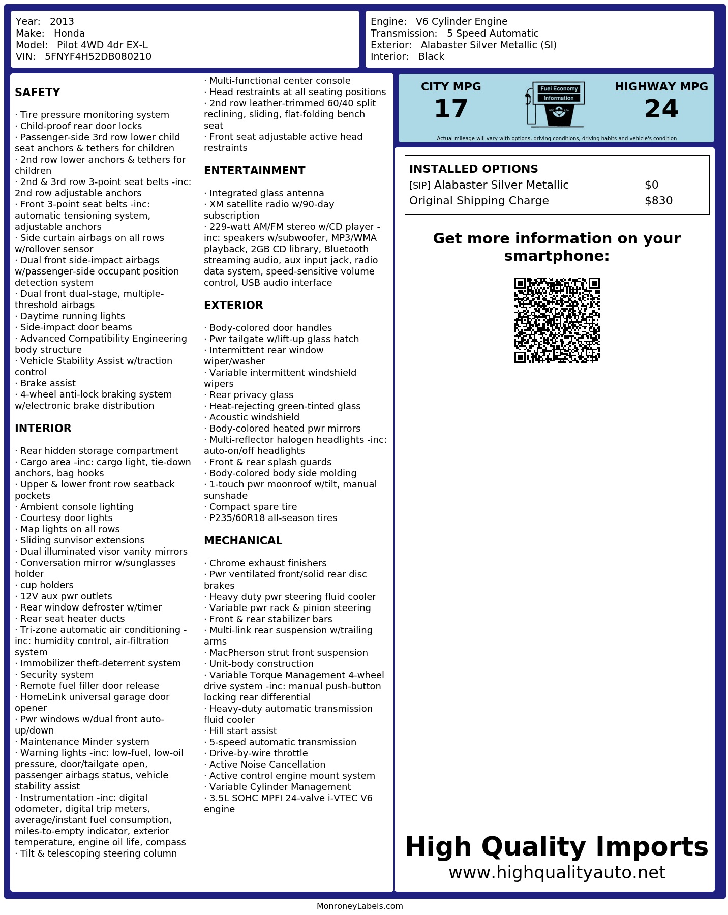 Monroney Label