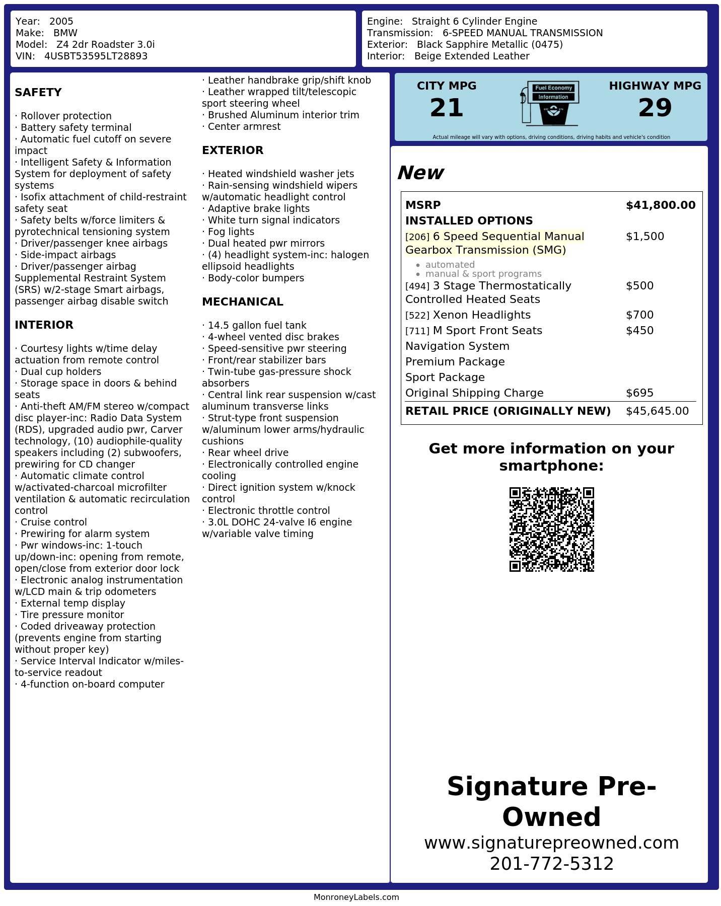 Monroney Label