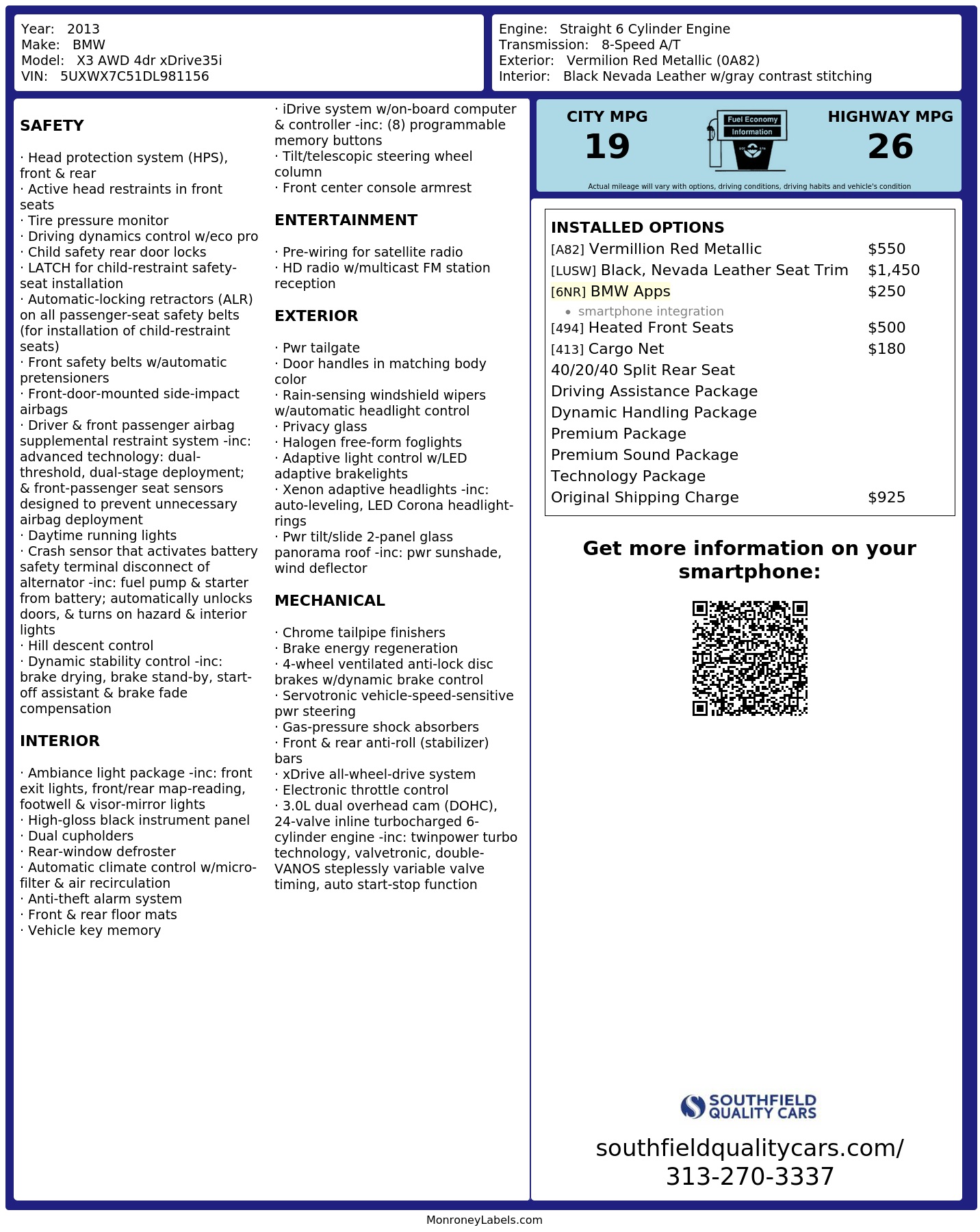 Monroney Label