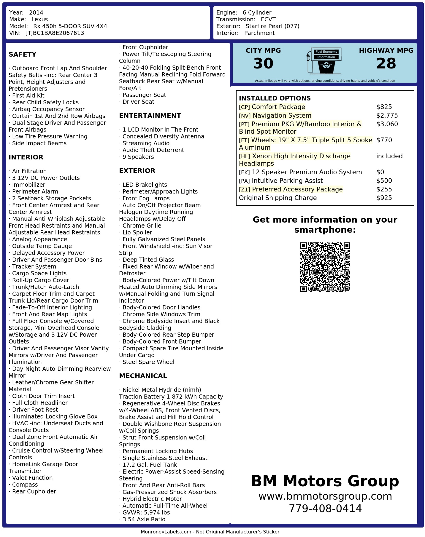 Monroney Label