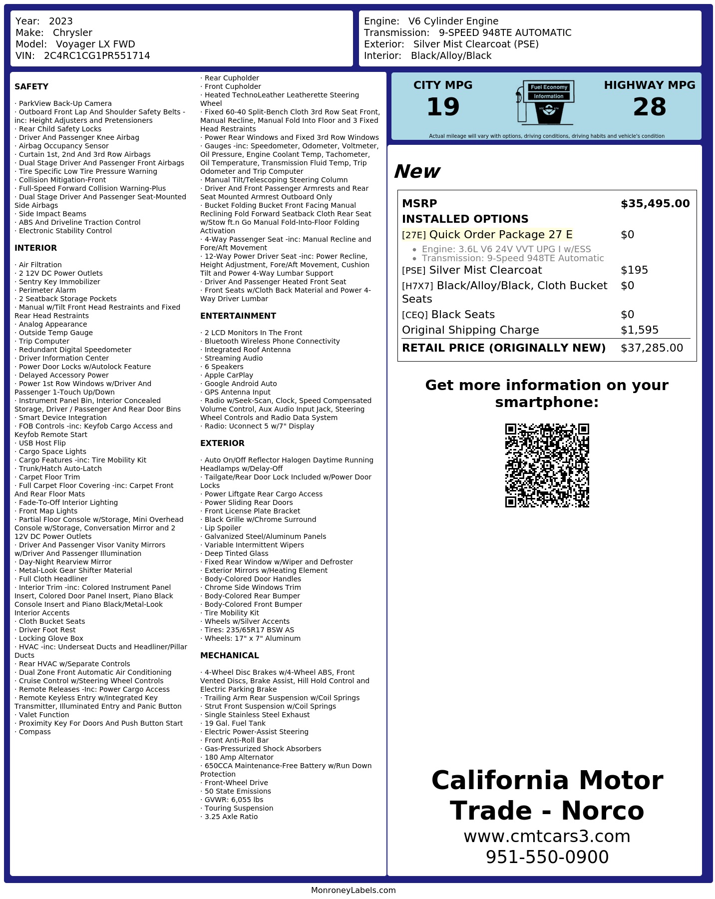 Monroney Label