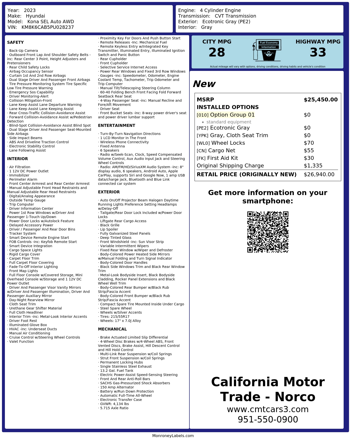 Monroney Label