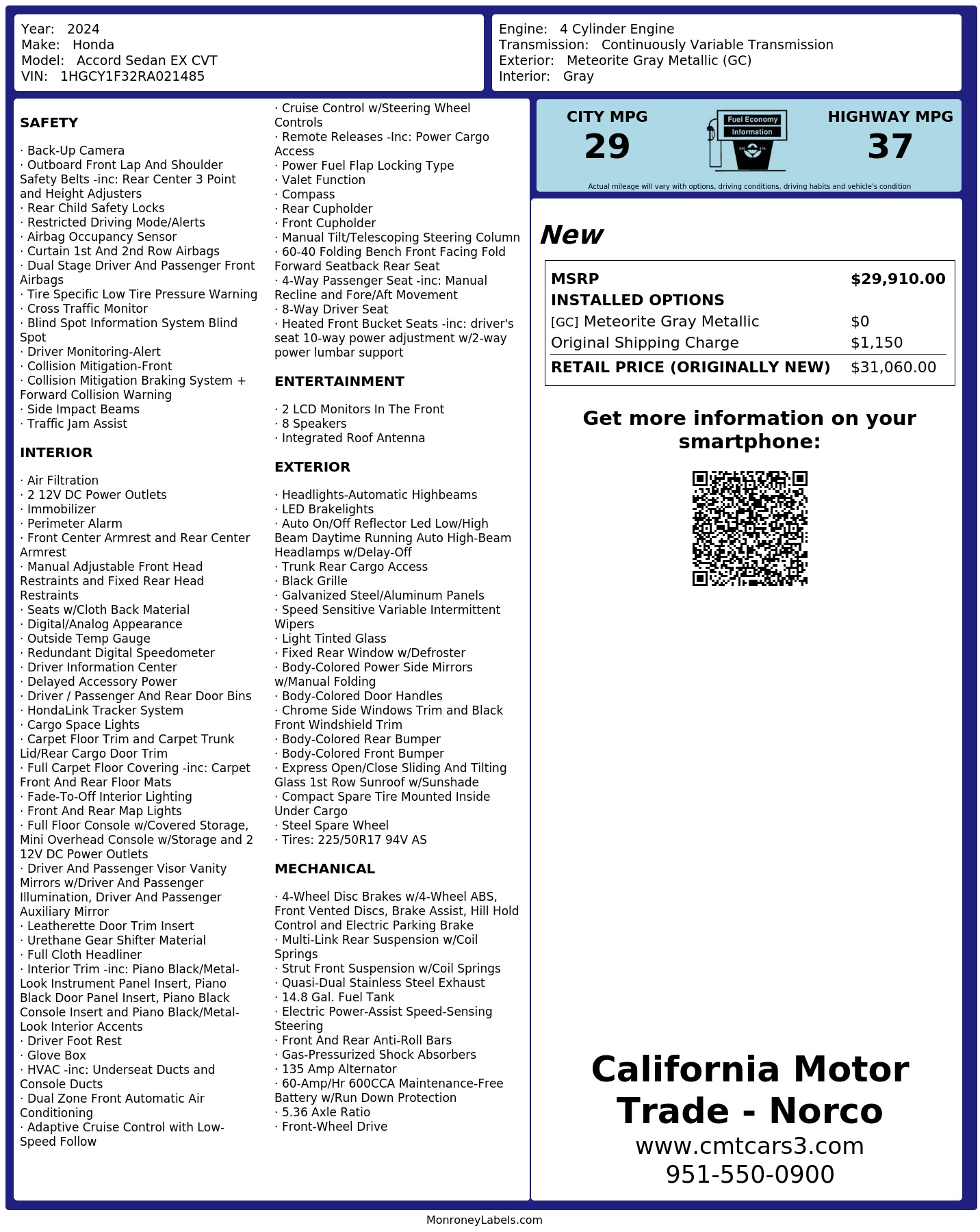 Monroney Label