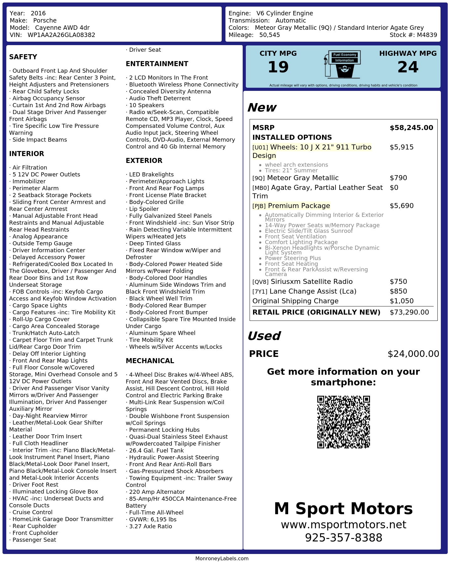 Monroney Label