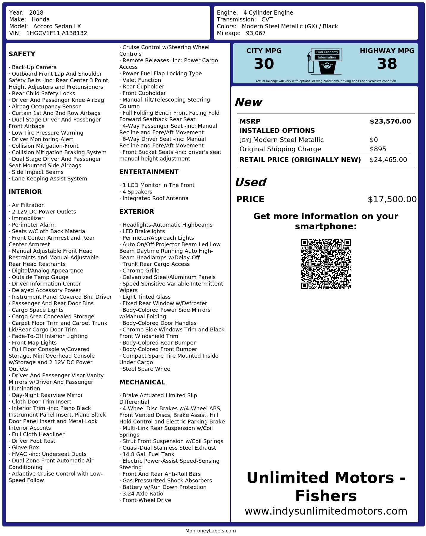 Monroney Label