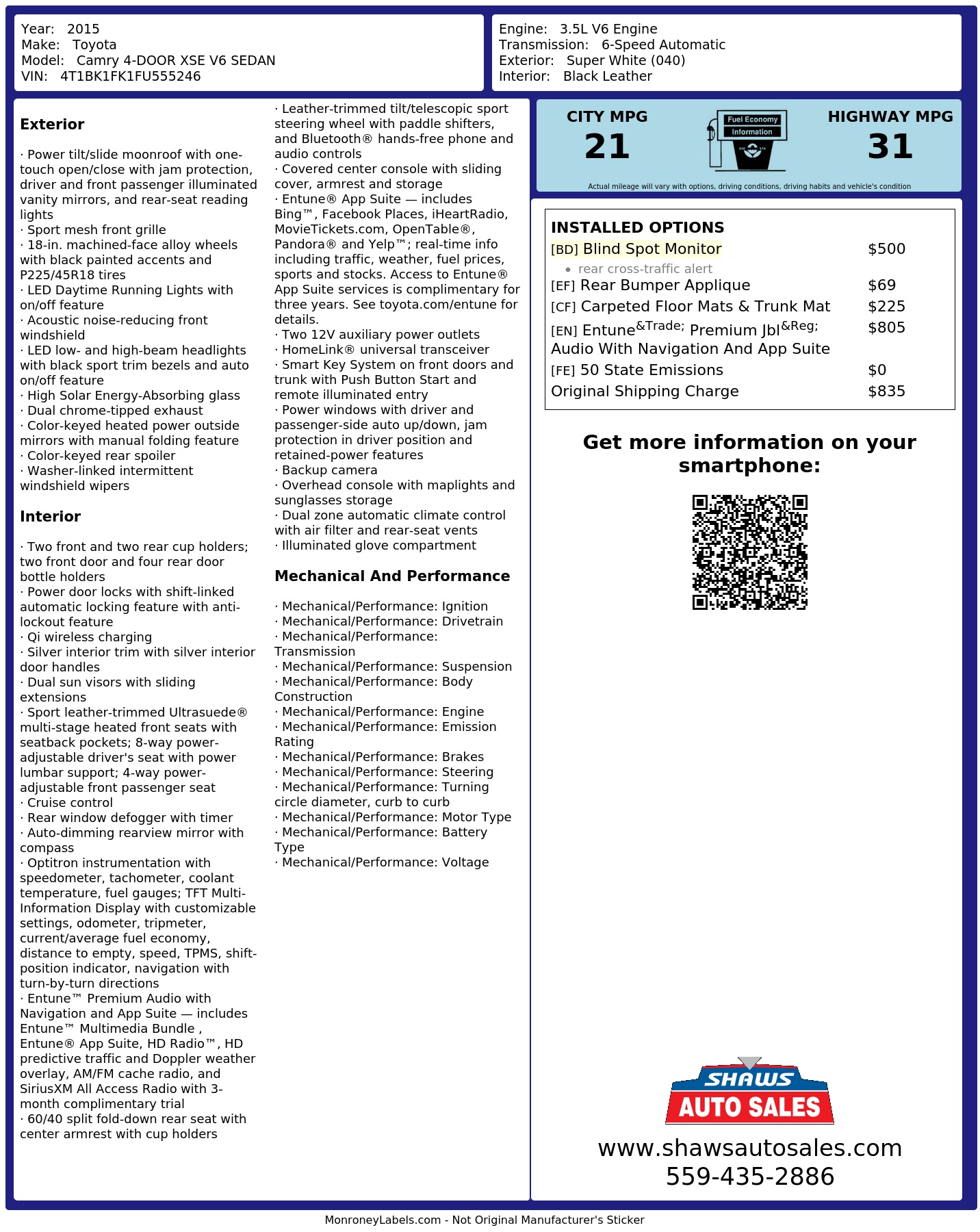 Monroney Label