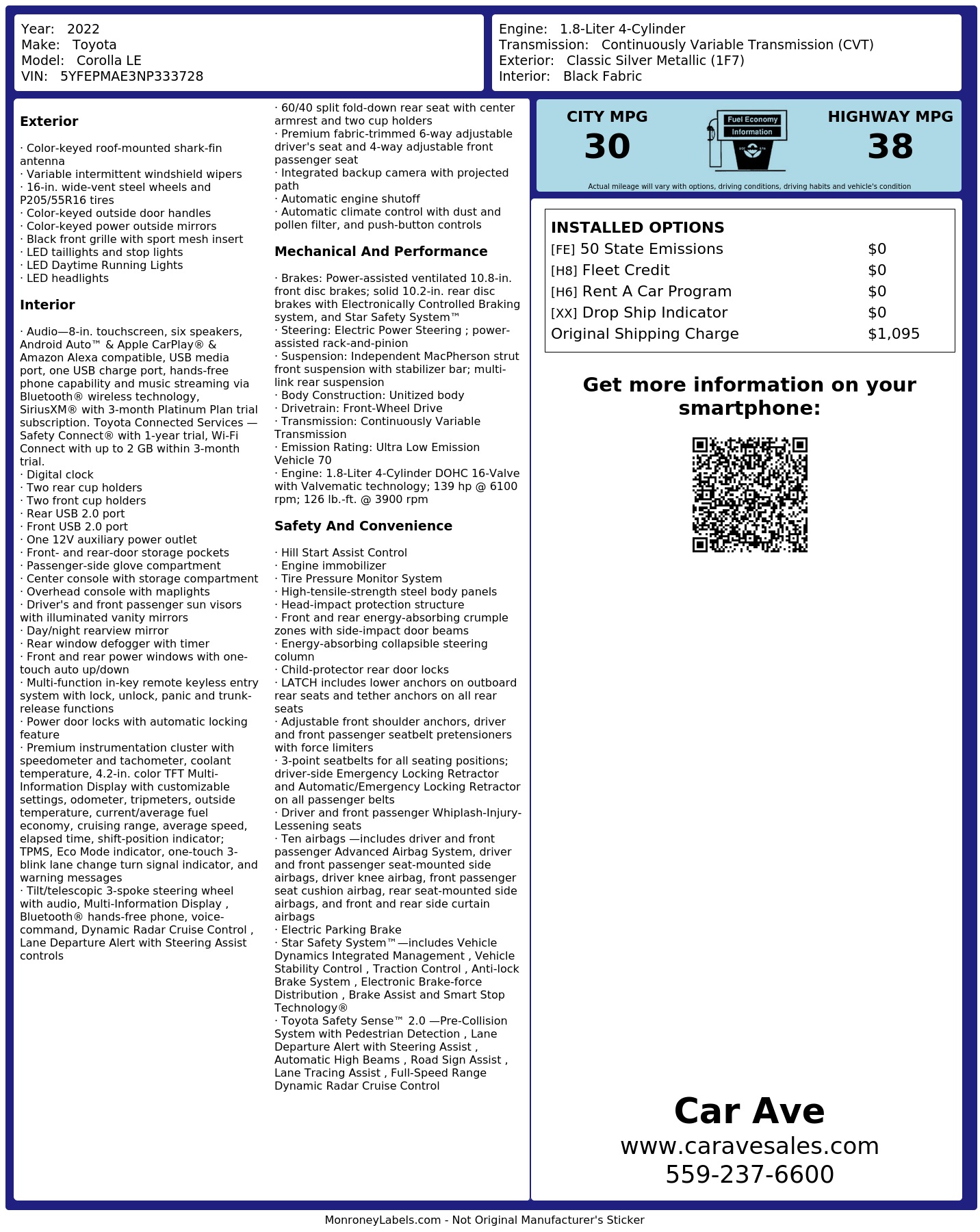 Monroney Label