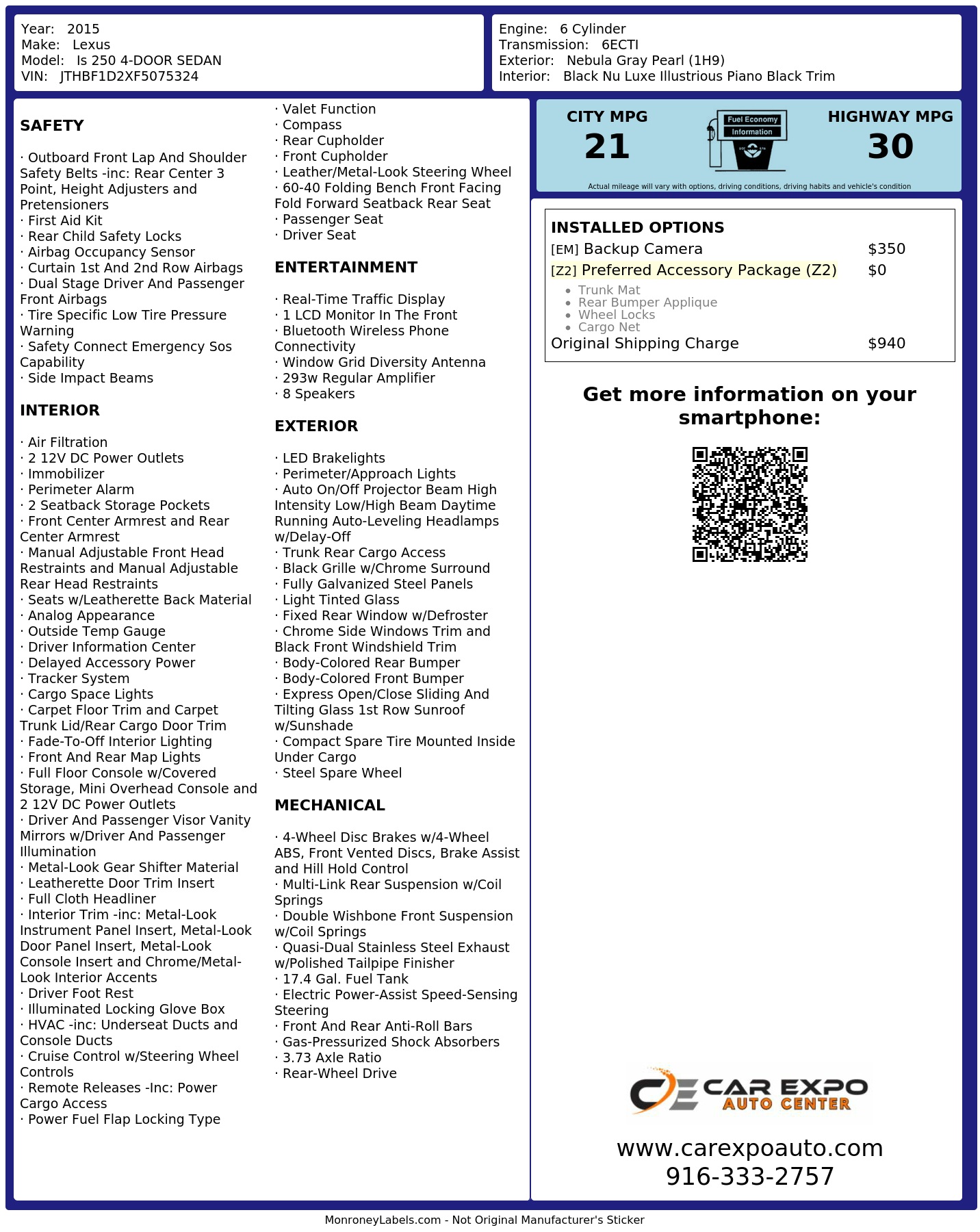 Monroney Label