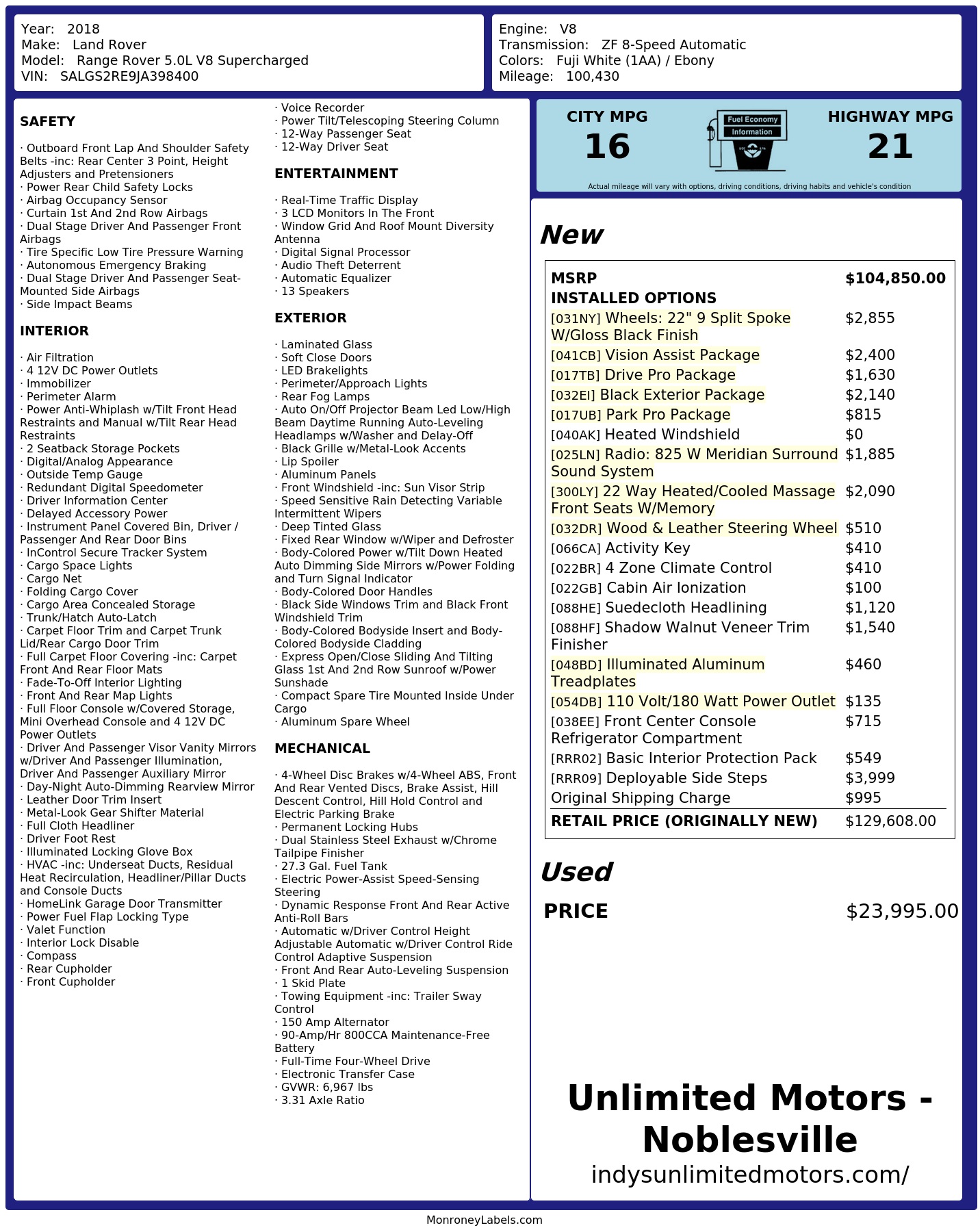 Monroney Label