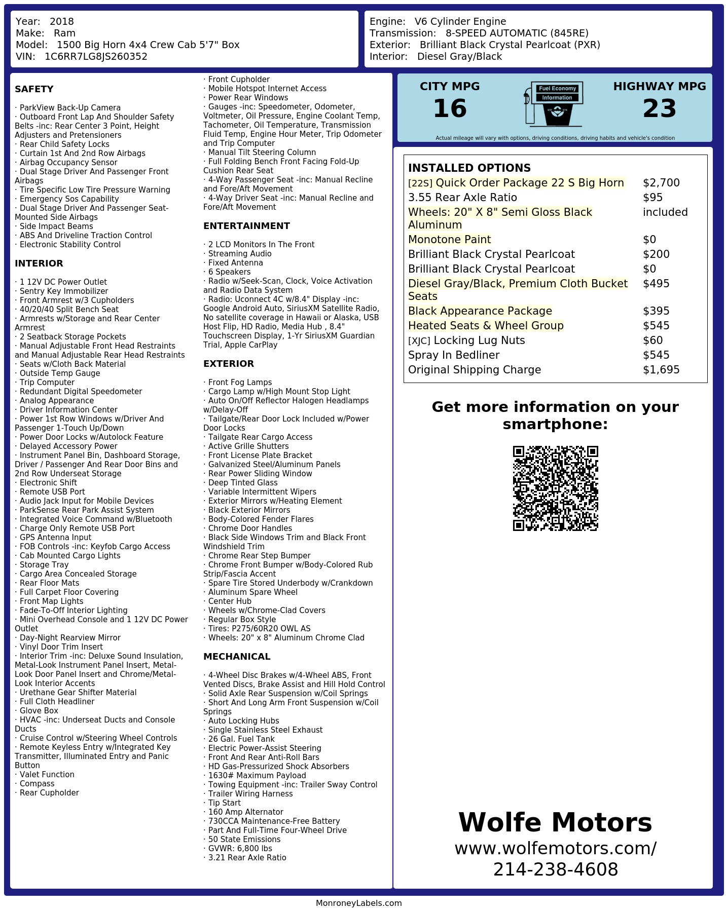 Monroney Label