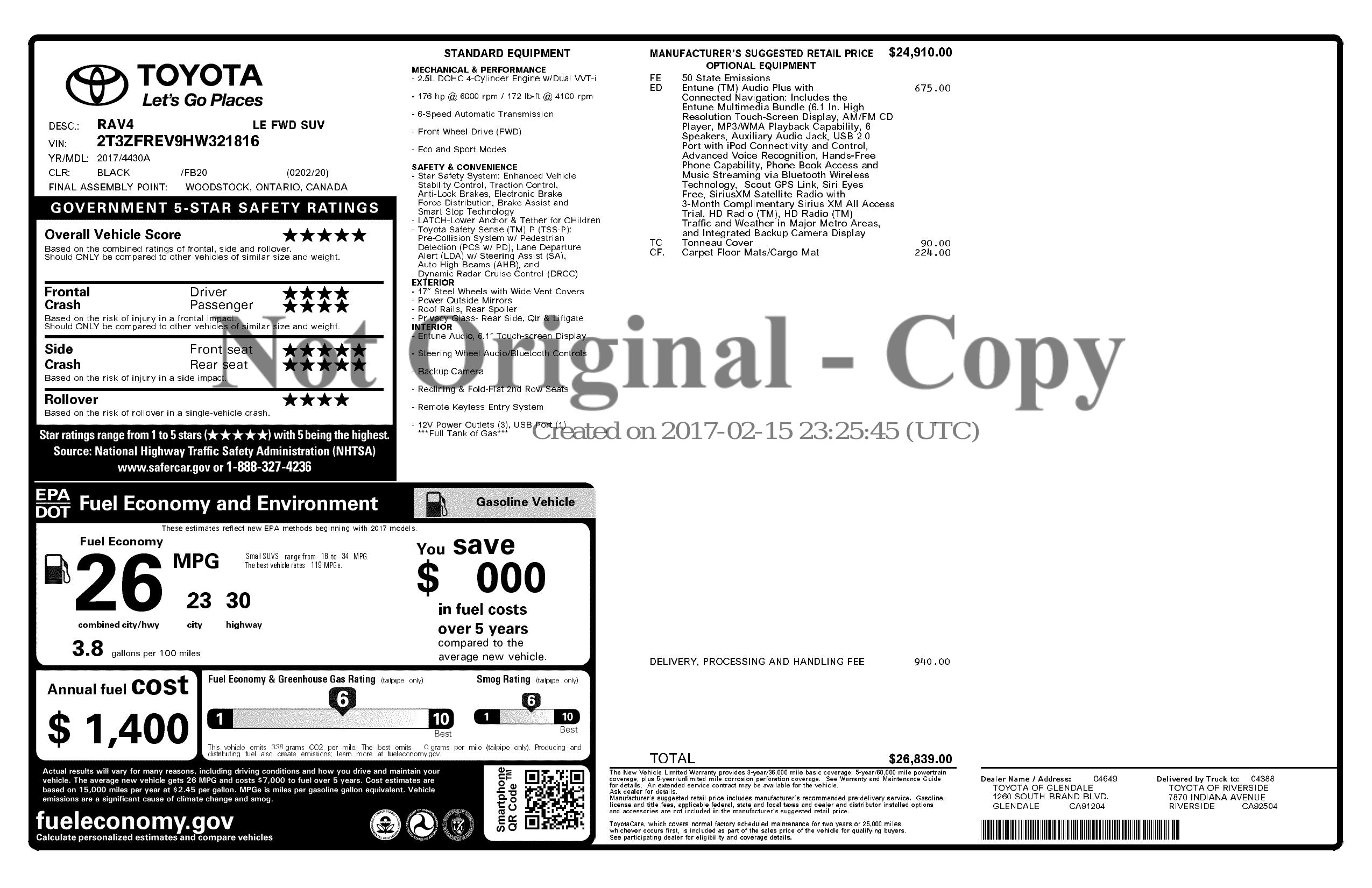 Monroney Label