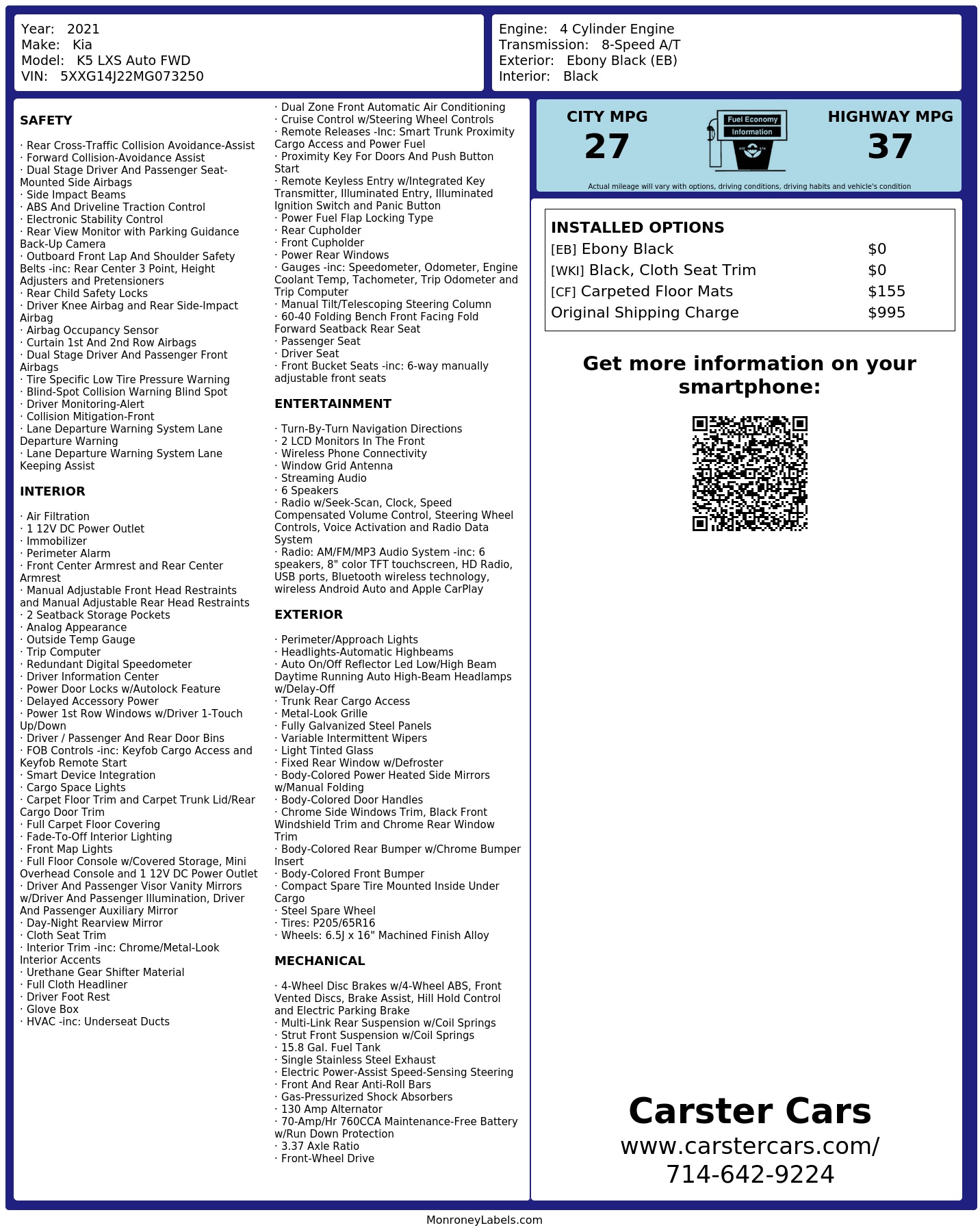 Monroney Label