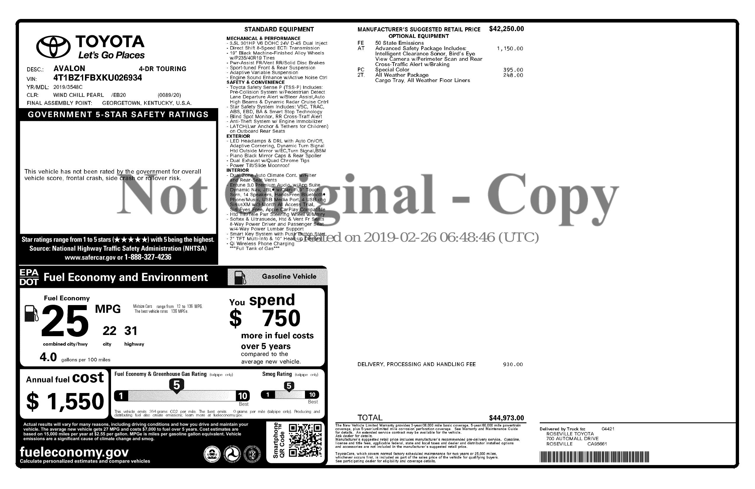 Monroney Label