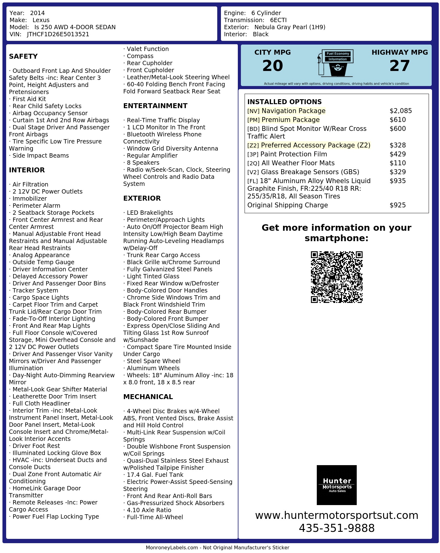 Monroney Label