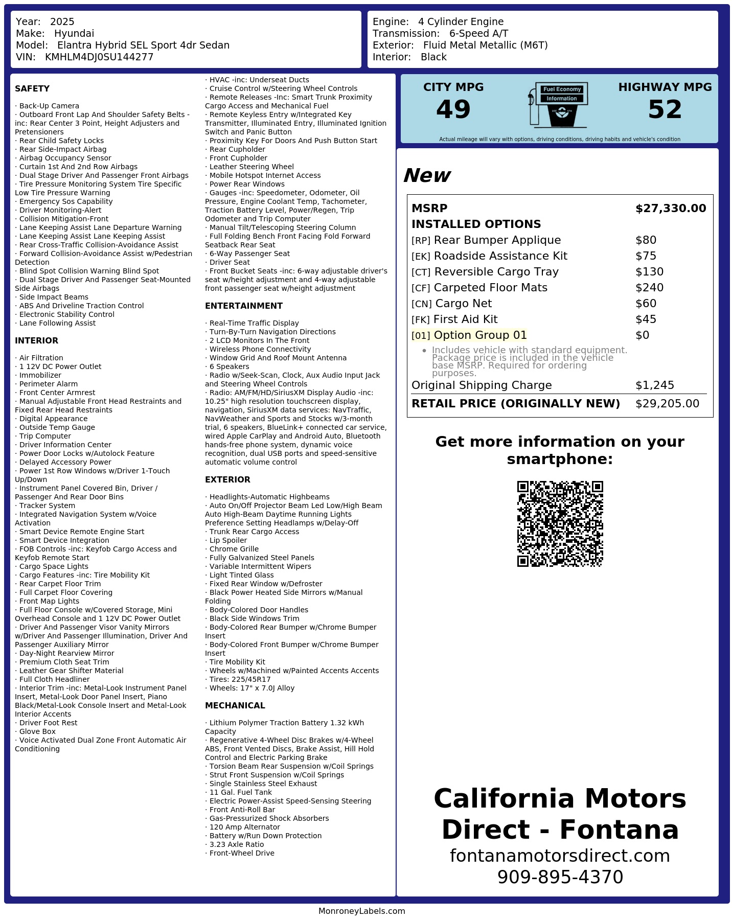 Monroney Label