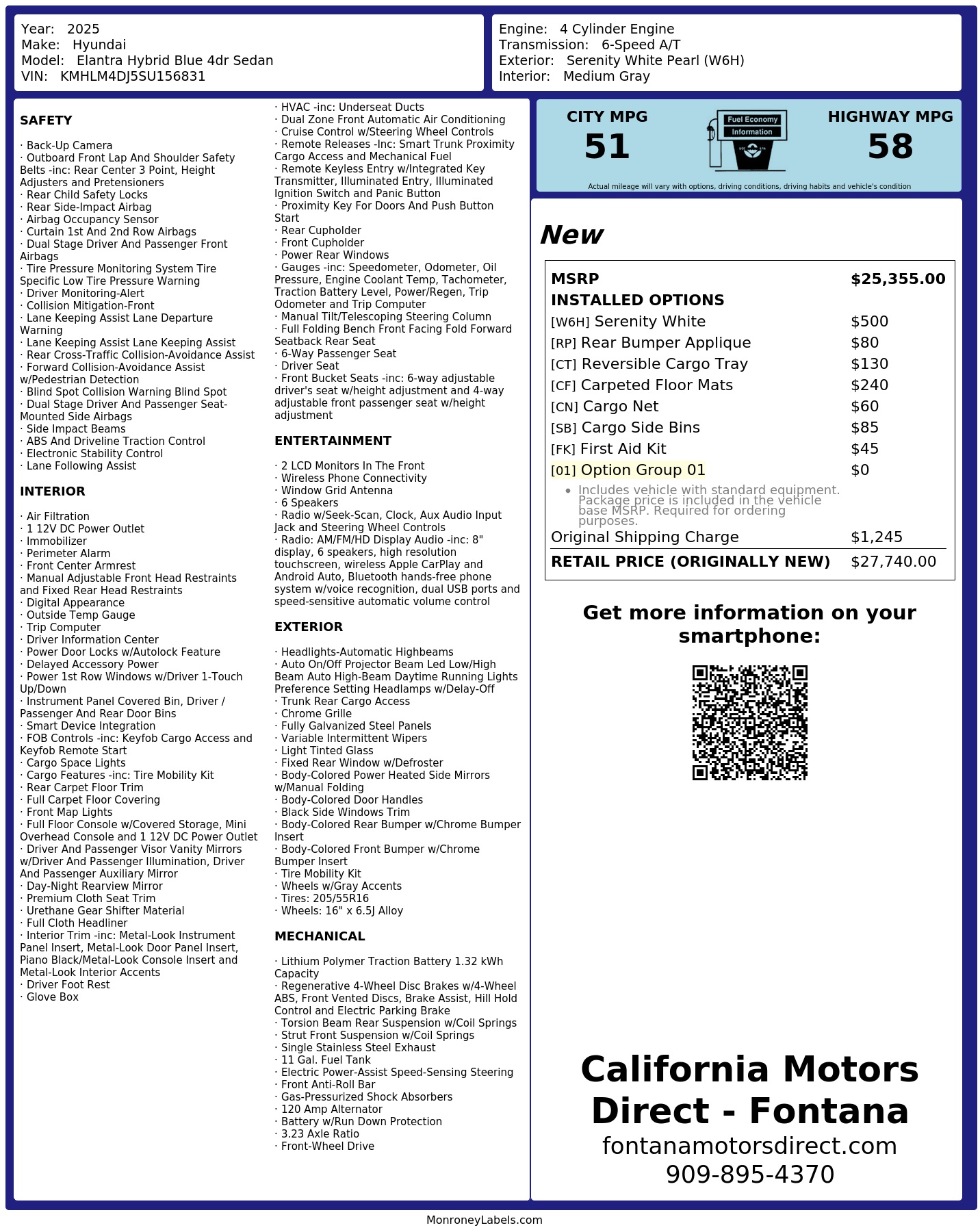 Monroney Label