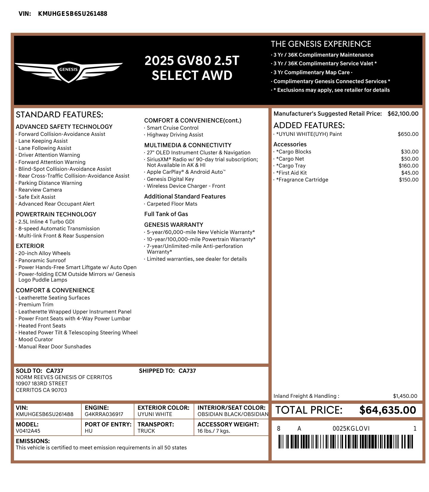Monroney Label